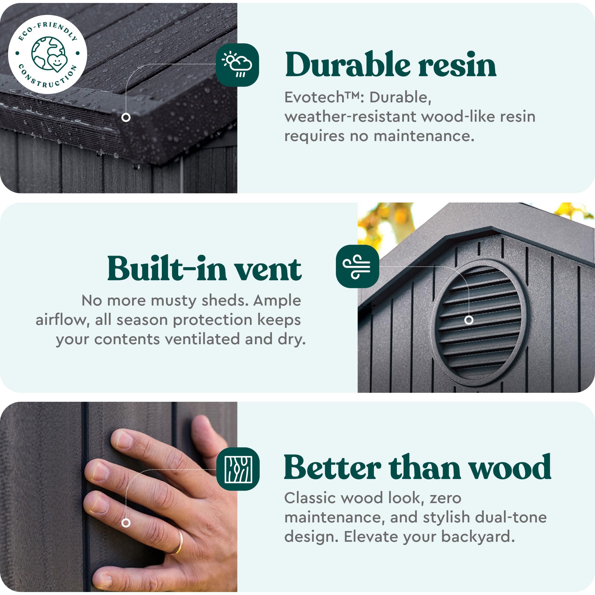 Keter Outdoor Tool Storage Shed, for House, Patio & Yard, Darwin, 6 x 8 Ft, Graphite Gray - Portable and Lockable Resin Utility Organizer for Backyard, Pool, Garden or Lawn Organization