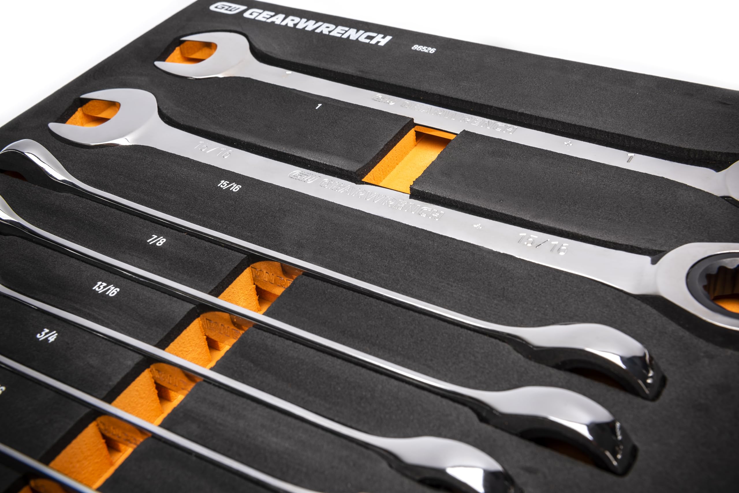 72T GEARWRENCH 21 Piece Standard & Stubby Ratcheting Wrench Set with EVA Foam Tray - 86526