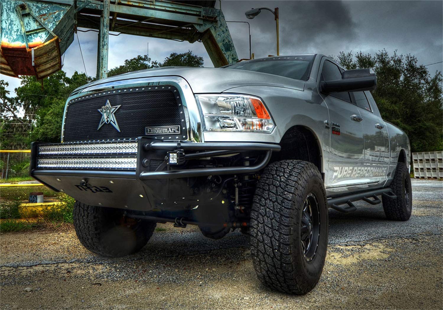Front Bumper N-Fab for RAM | Holds E-Series LED Light Bar, Aluminum Skid Plate, Textured Black | D062LRSP-TX | Fits 2004-2009 Dodge RAM 2500 / 3500