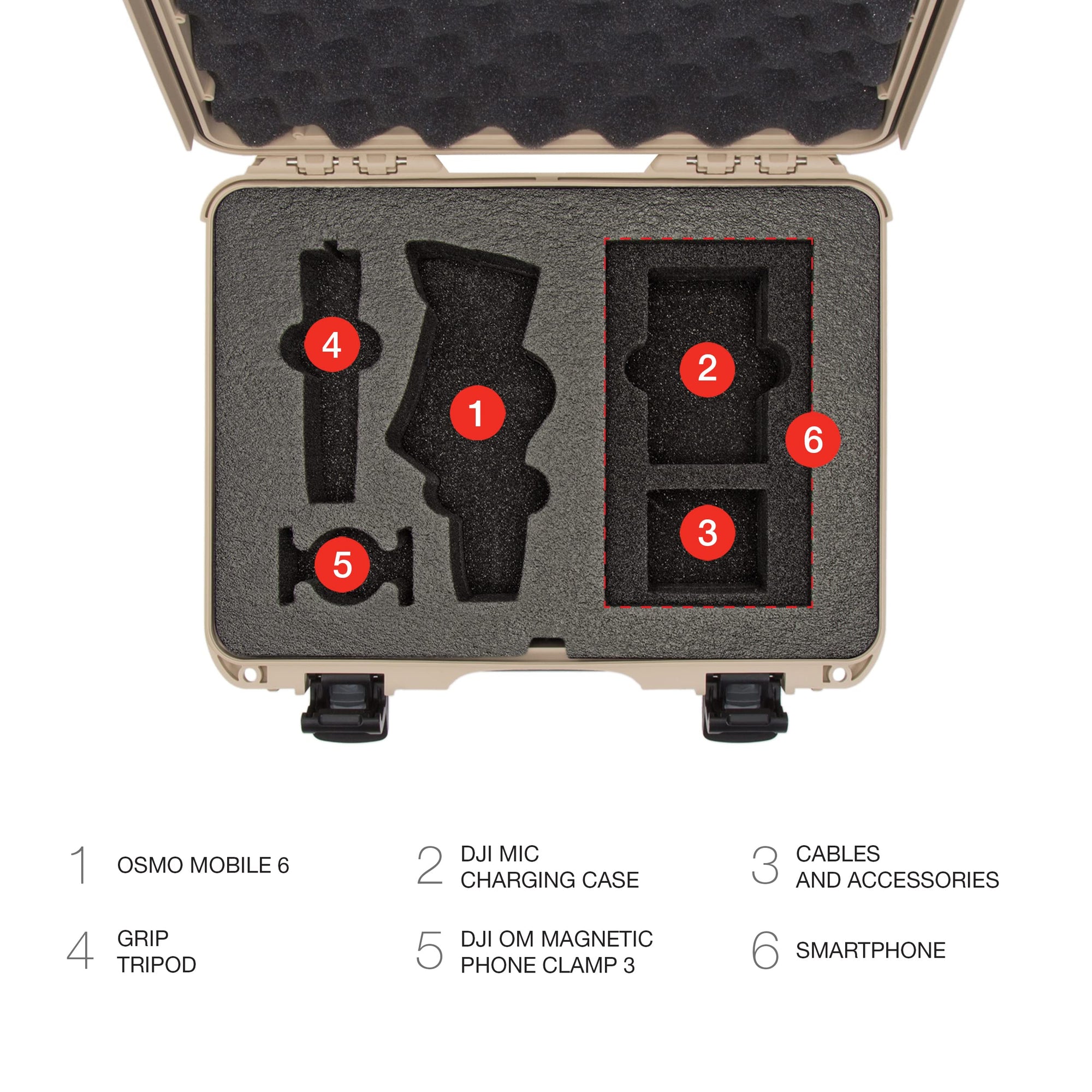 DJI OSMO Mobile 6 - Tan Nanuk Case 910 w/Foam (C0798)