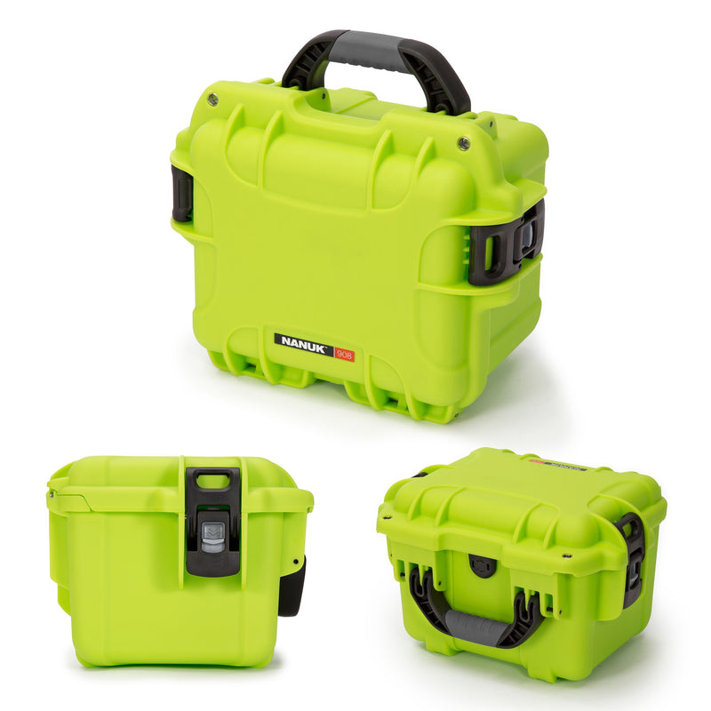Lime Nanuk 908 Waterproof Hard Case with Foam Insert