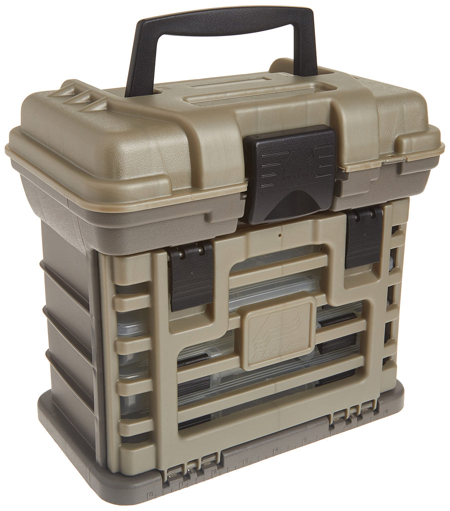 Plano Molding Stow N' Go Pro Rack with 4 #23500s Prolatch Organizers, Graphite Gray, Sandstone