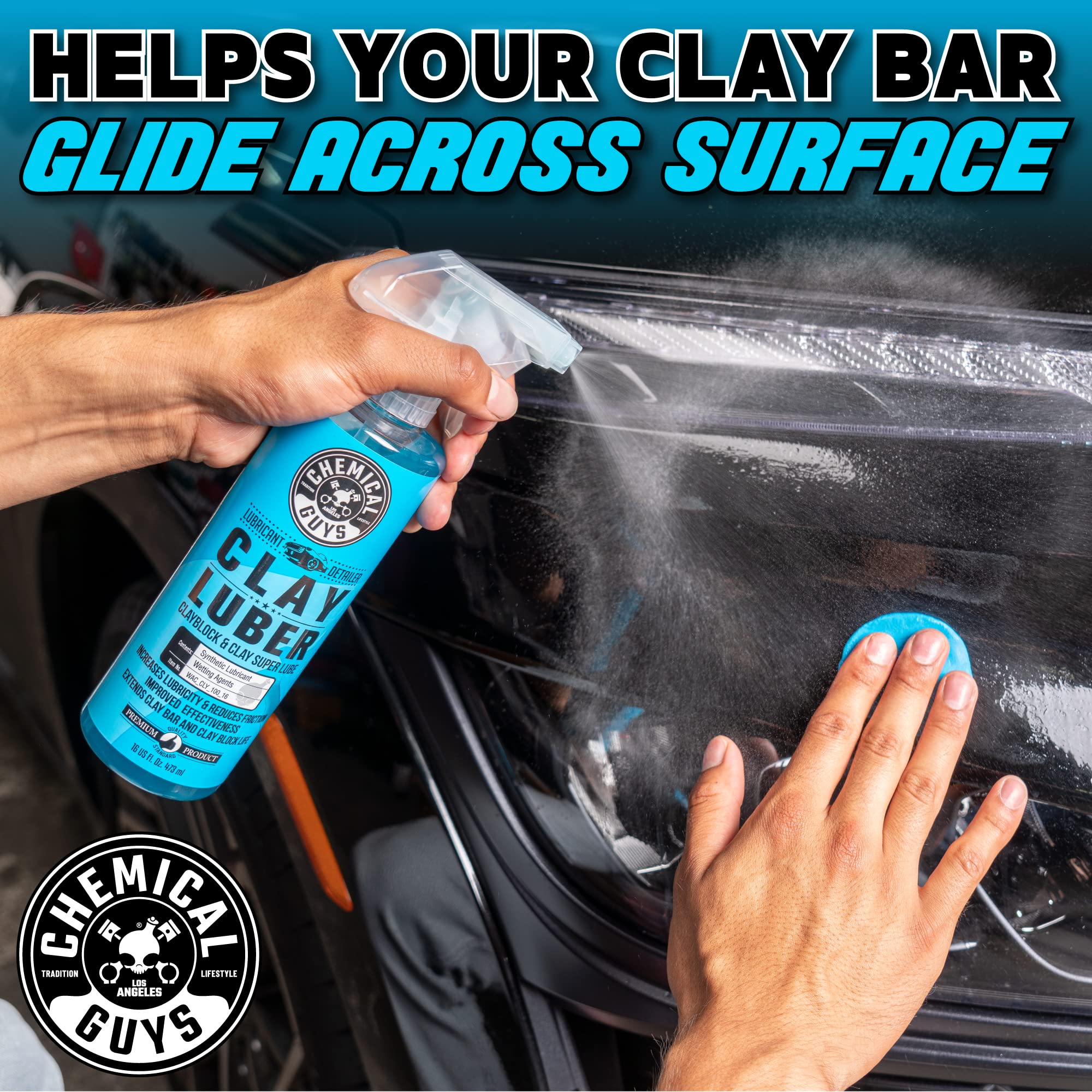 Chemical Guys Clay Luber Synthetic Lubricant WAC_CLY_100_16 with Wetting Agents for Clayblock and Car Detailing Clay (Works on Cars, Trucks, SUVs, Jeeps & More), 16 fl oz