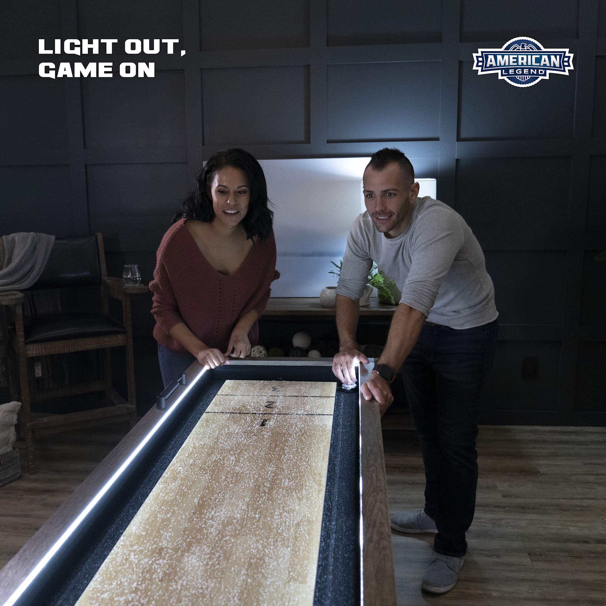 Brookdale American Legend 9’ LED Light Up Shuffleboard Table with Bowling