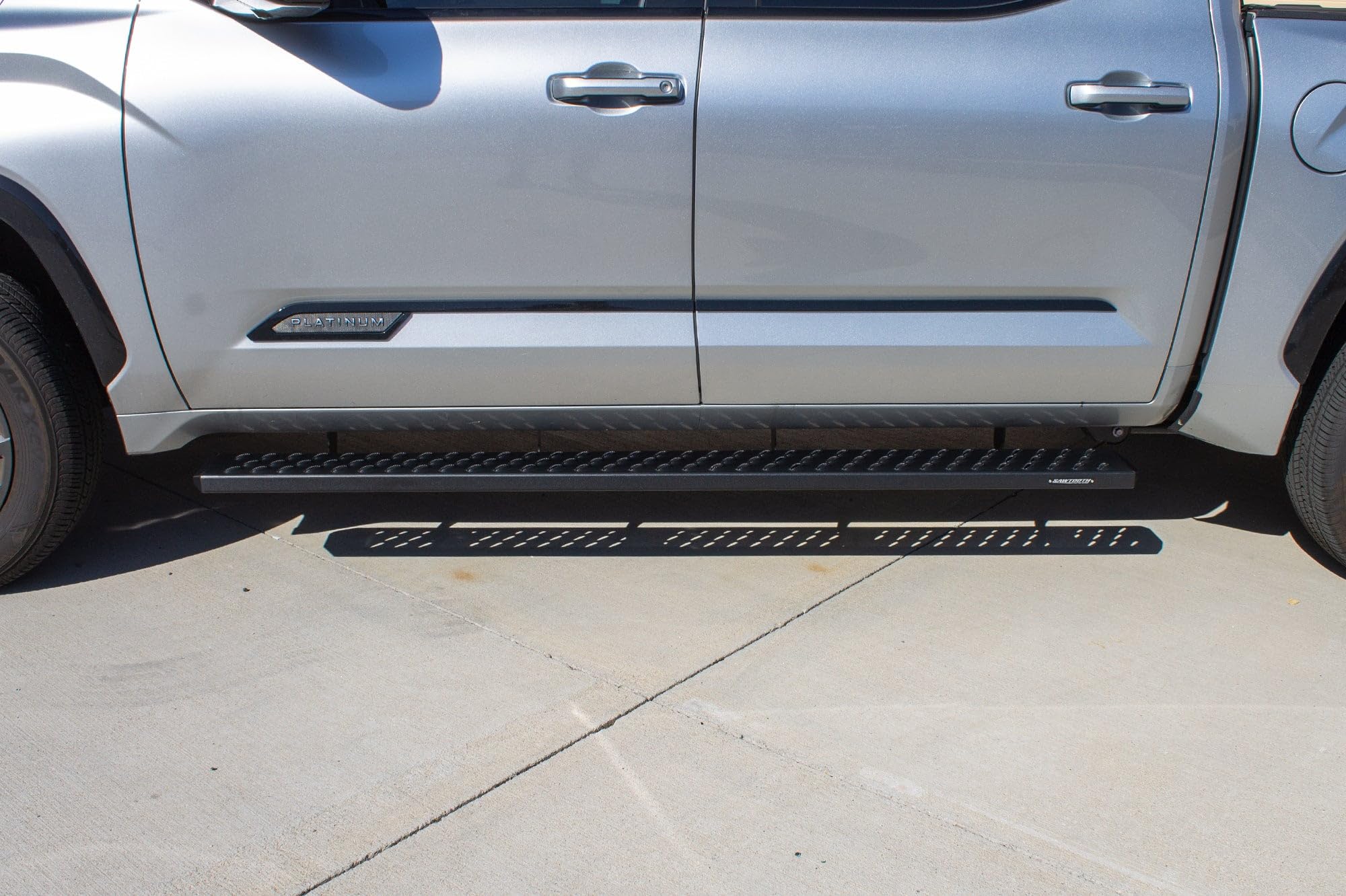 Raptor Series Running Boards 6.5in Wide Sawtooth Grip Black Aluminum Steps Compatible with 2022-2026 Tundra Crew Max Cab