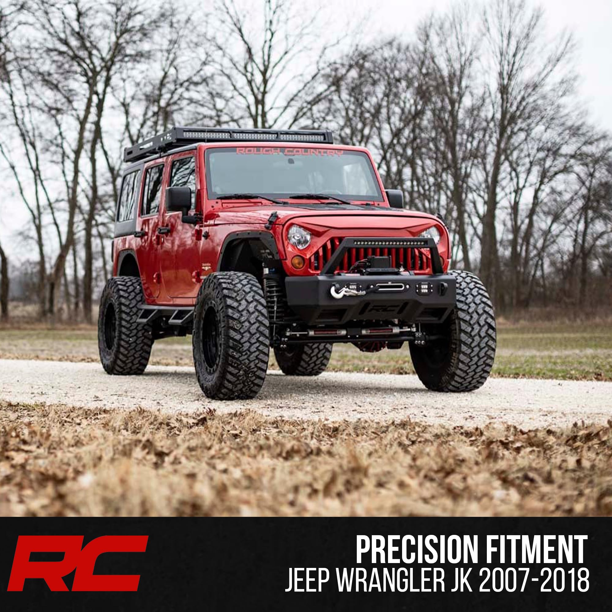 Roof Rack Rough Country for Jeep Wrangler JK (2007–2018) - Heavy-Duty Cargo Rack, Freedom Top Compatible, Low-Profile Overland Design