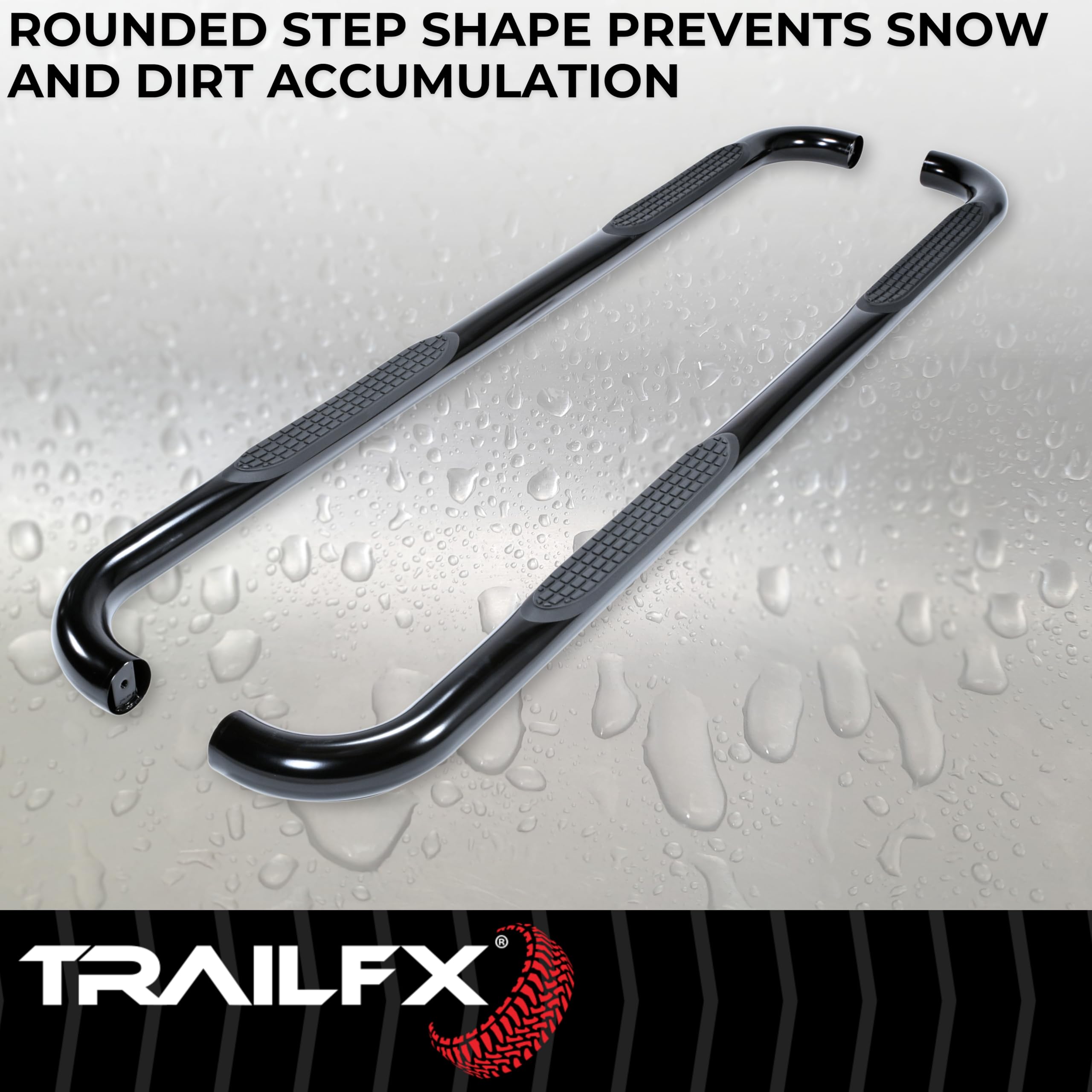 3 Inch Round TrailFX A0058B Bent Nerf Bars for Chevrolet Silverado 1500 Double Cab 2020-2021