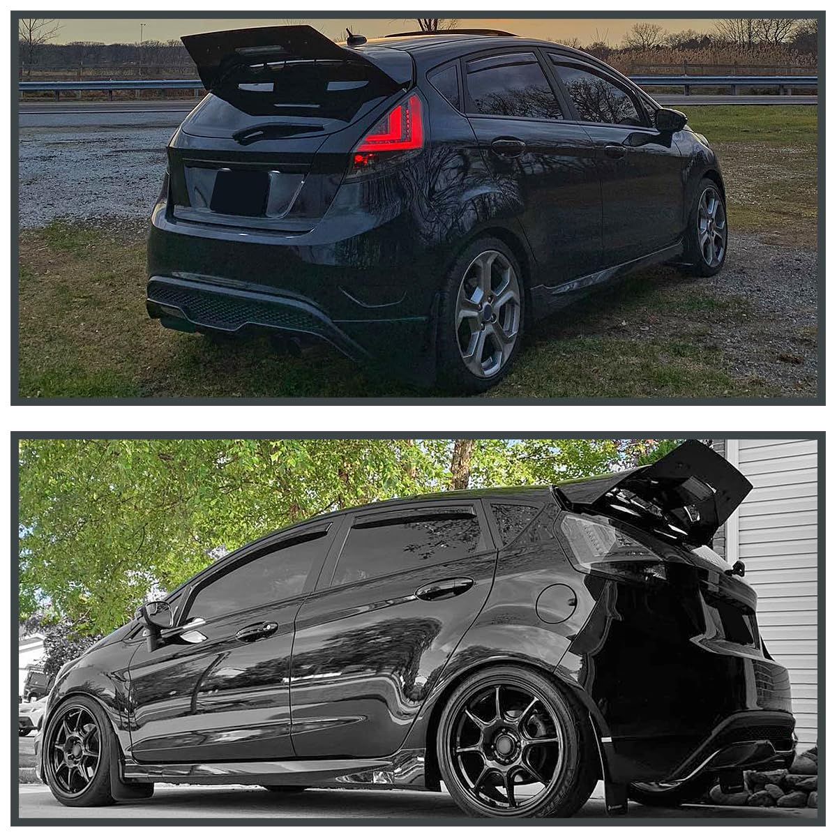 Smoke Tail Lights w/LED Tube SPEC-D TUNING Compatible with 2014-2019 Ford Fiesta Hatchback, Left + Right Assembly