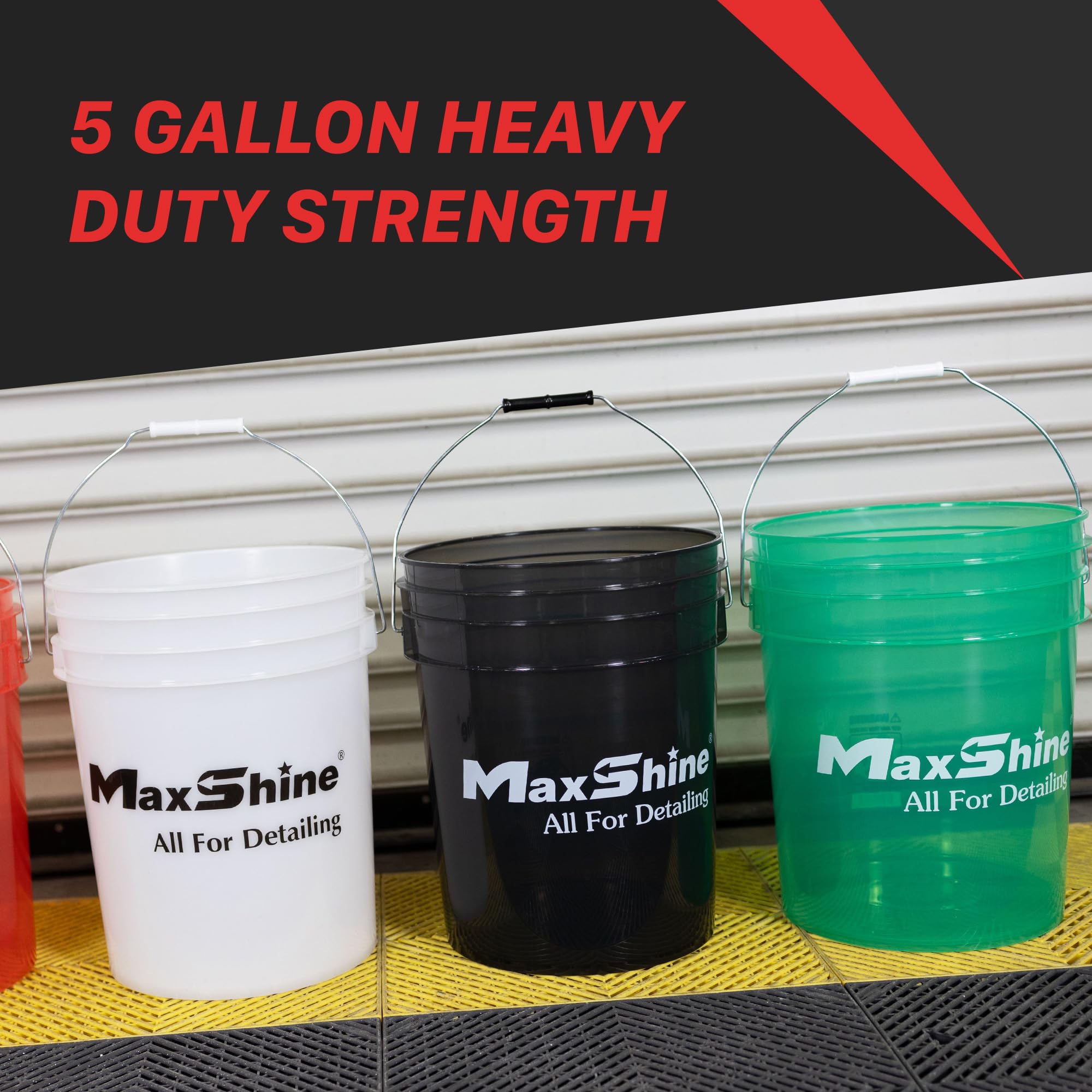 5gal Maxshine Universal Red Detailing Bucket – Car Wash Bucket for Scratch-Free Washing, Garage Storage & Detailing Tools – Holds Soap, Foam Cannon, Microfiber Towels & More