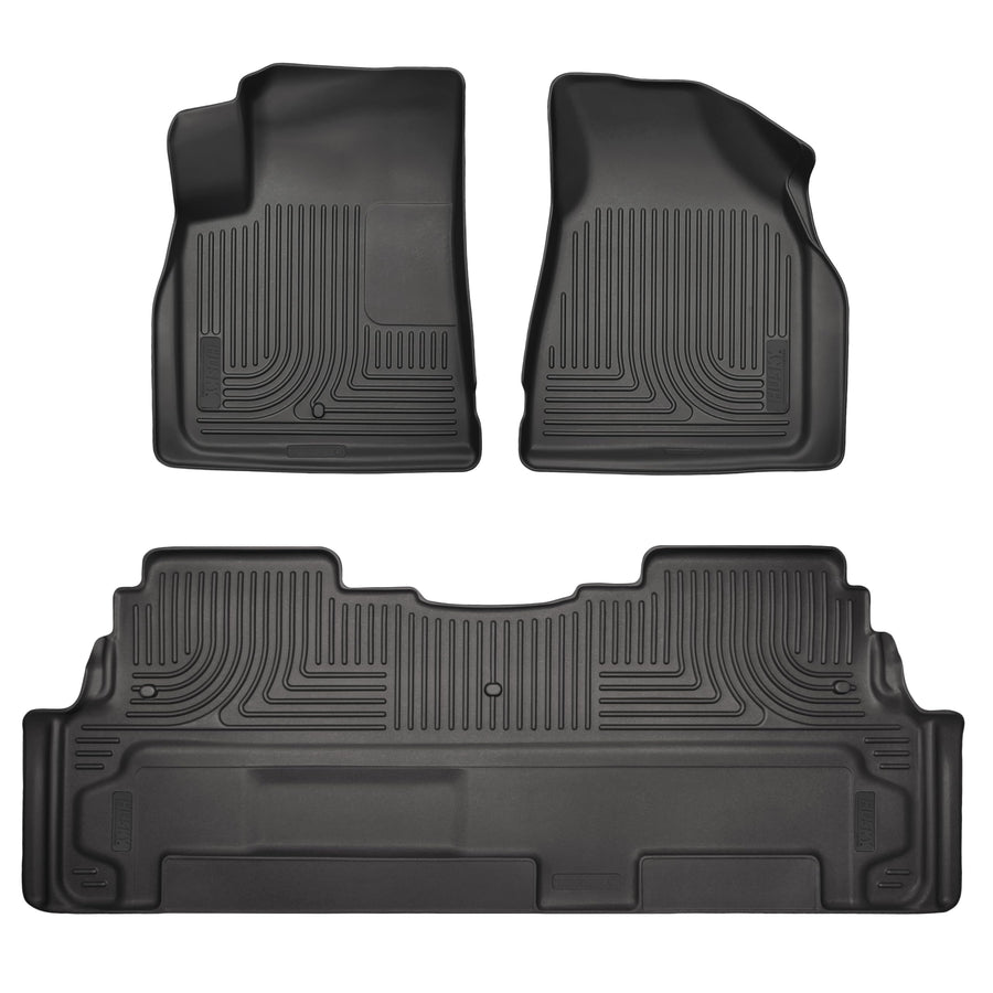 Husky Liners Floor Mats Weatherbeater | Fits 2007-2016 GMC Acadia; 2008-2017 Buick Enclave; 2009-2017 Chevrolet Traverse (w/2nd Row Bucket Seats) + More | Front & 2nd Row, 3-pc Black - 93441