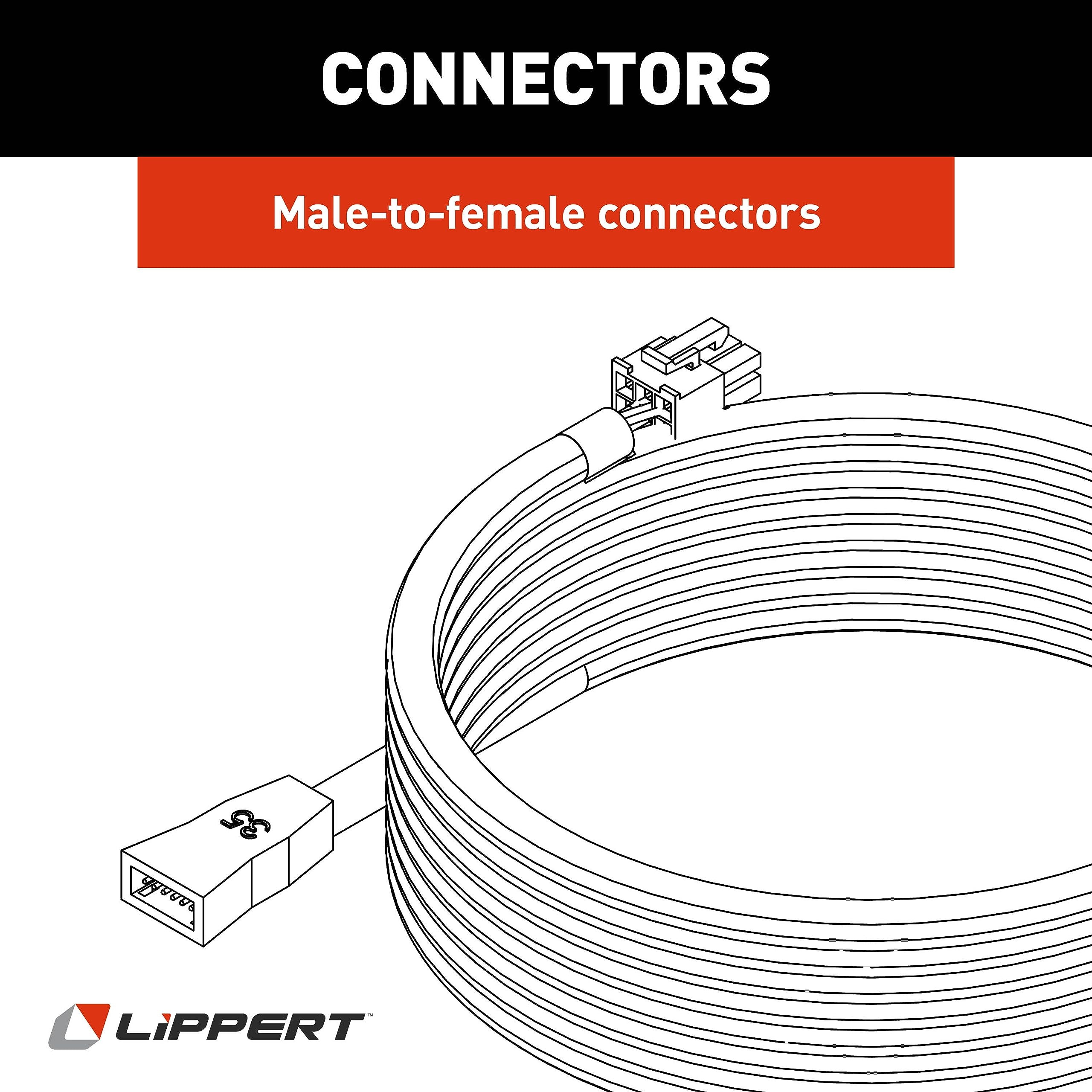 Lippert 35' Replacement Male-to-Female 6-Pin Controller-to-Motor Harness for In-Wall RV Slide-Out Systems, Exact-Match Connectors, Fits 5th Wheel RVs, Travel Trailers, Motorhomes - 238992