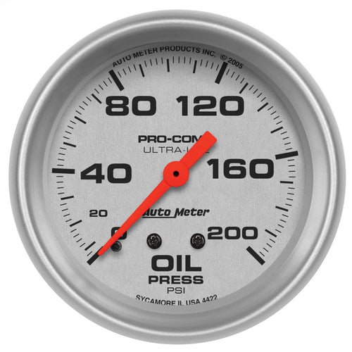 Auto Meter Ultra-Lite 4422 Mechanical Oil Pressure Gauge,2.625 in.