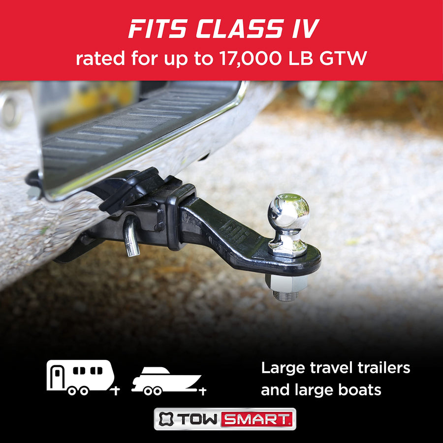 Class IV TOWSMART, 17,000 lb. 2 in. Drop x 1 in. Rise x 1-1/4 in. Shank Forged Steel Trailer Hitch Ball Mount