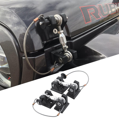 D-JL-190001-K | DV8 Offroad Hood Hold Down Set for 18-25 Wrangler JL & 20-25 Gladiator JT | Non Locking | Quick Release Pin & Adjustable Turnbuckle | Stainless Steel & Billet Aluminum Construction