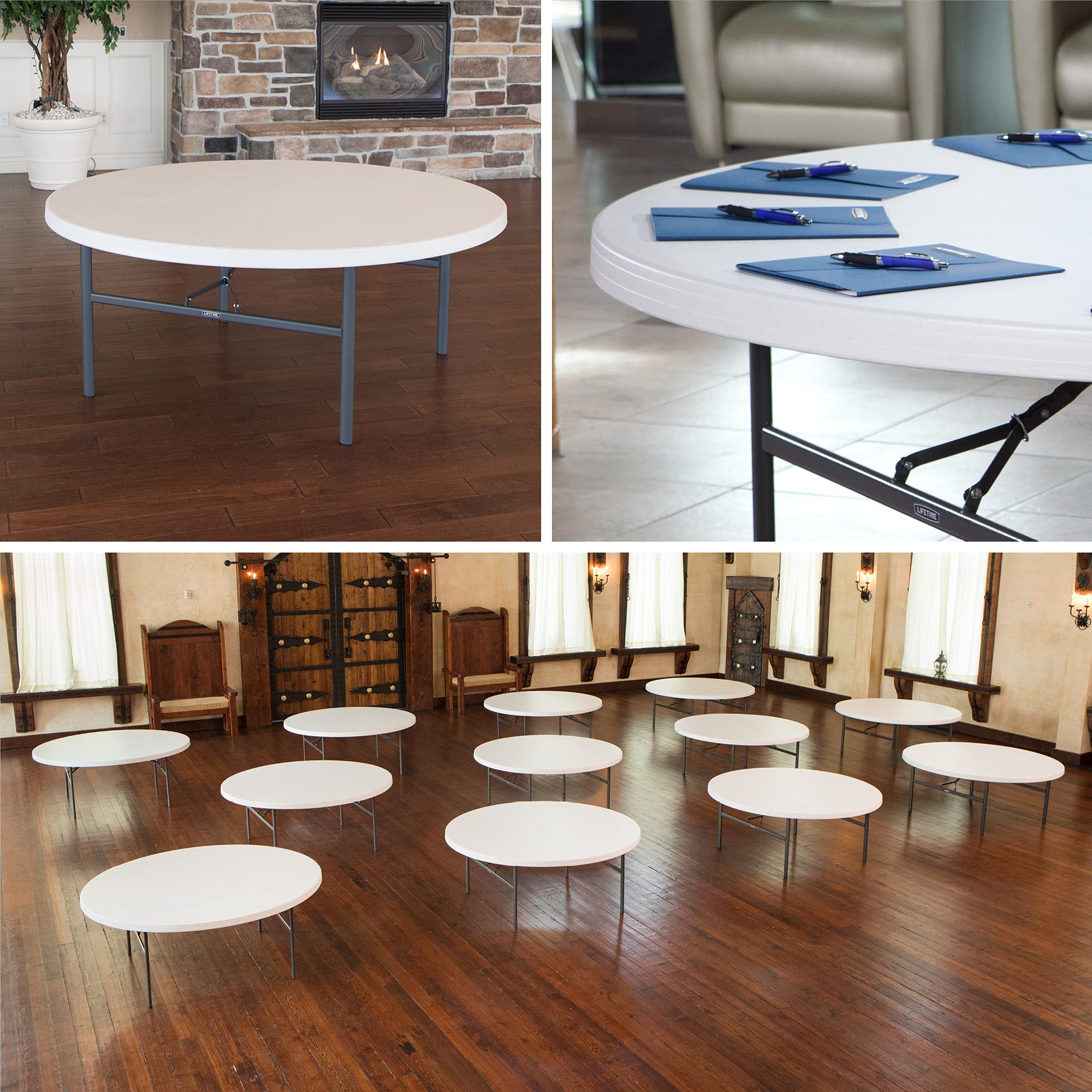 Folding Round Table, Lifetime 22673, 6 Foot, White Granite