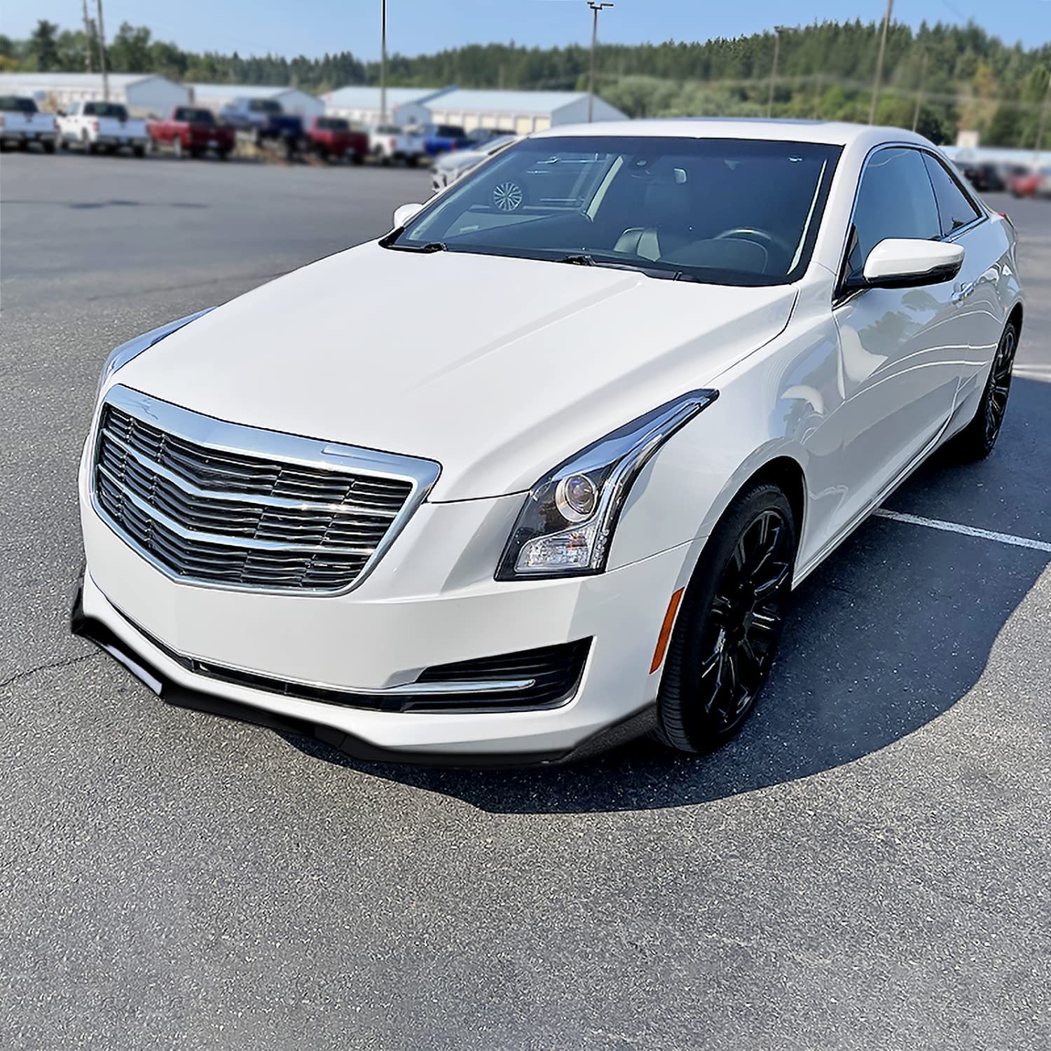 Glossy Black PP Spec-D Tuning Front Bumper Lip Spoiler Splitter 3PC Compatible with 2015-2018 Cadillac ATS