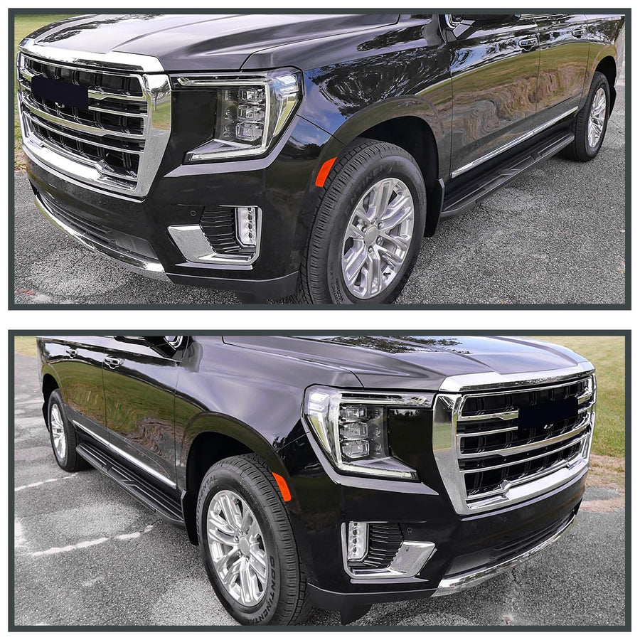 Chrome LED Fog Lights + Bezel + Switch SPEC-D TUNING Compatible with 2021-2023 GMC Yukon, Left + Right Pair Assembly