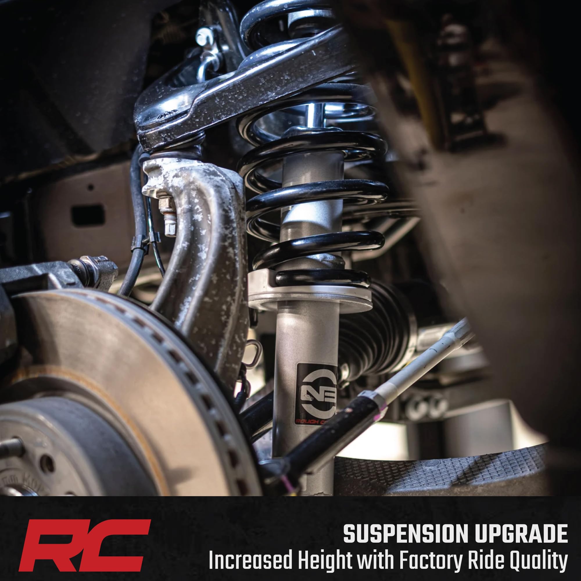 Rough Country N3 Struts Leveling for Ram 1500 4WD (2012–2018 & Classic) - Fits 2.5" Front Lift, Preloaded Coil, Bolt-On Leveling