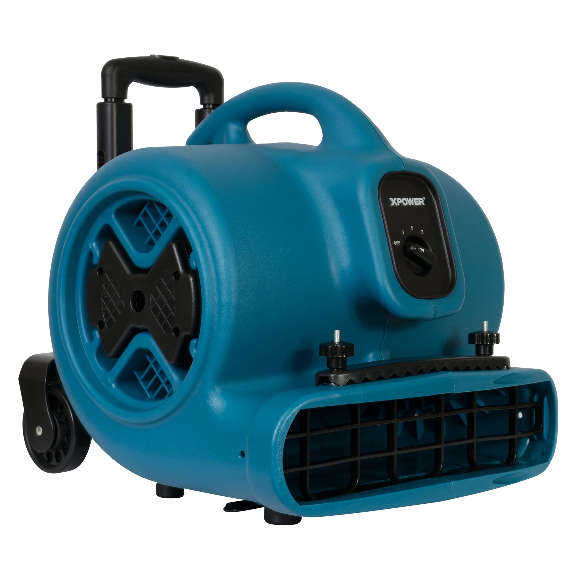 P-630HC XPOWER Pro 1/2 HP 2800 CFM Centrifugal Air Mover, Carpet Dryer, Floor Fan, Blower, Telescopic Handle and Wheels, Carpet Clamp, for Water Damage Restoration, Janitorial, Plumbing, Home Us, Blue