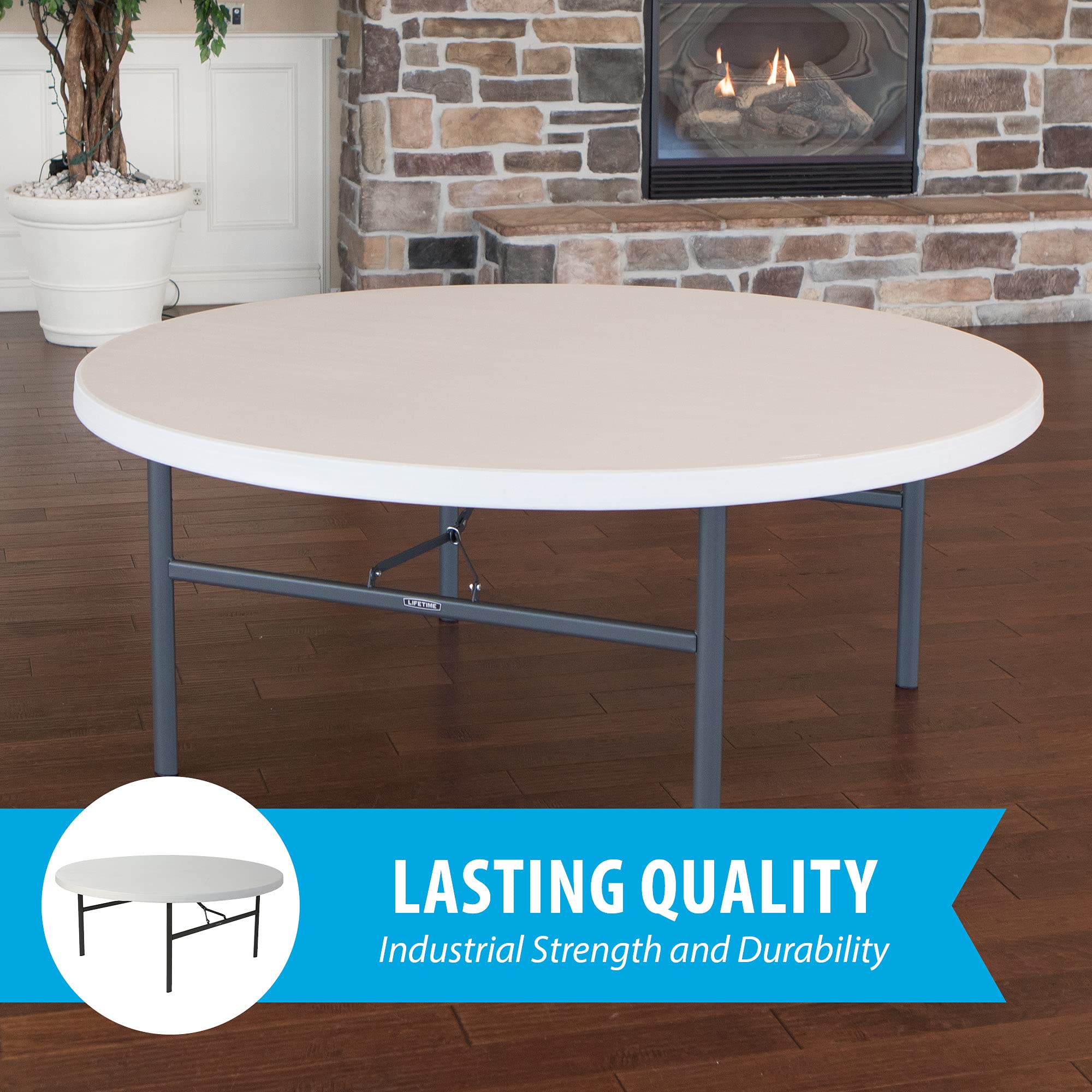 Folding Round Table, Lifetime 22673, 6 Foot, White Granite