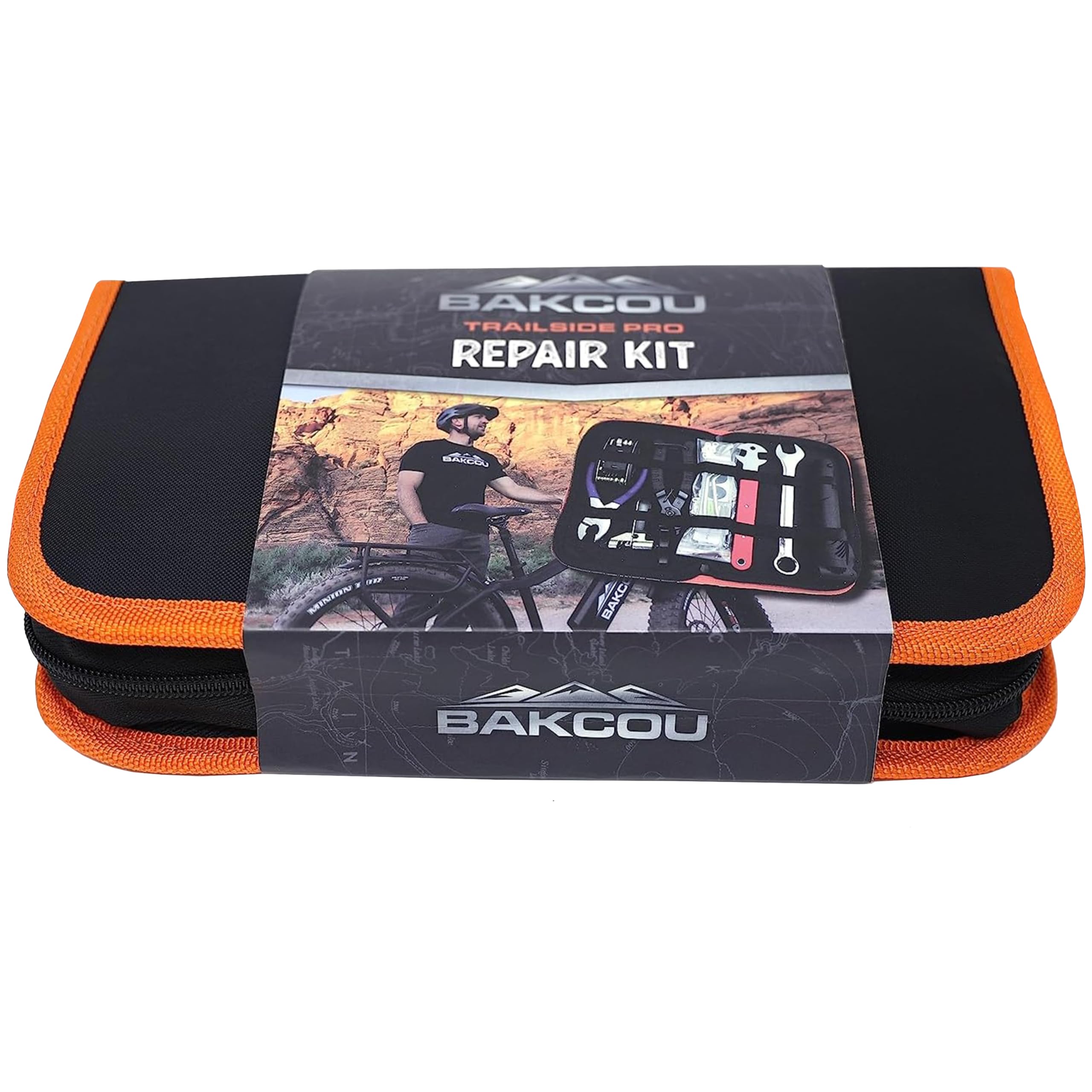 Trailside Bakcou Repair Kit - Portable eBike and Bicycle Repair Set, Chain Pliers, Multi-Tool, Pedal Wrench, Mini Pump, Tire Patches, Chain Breaker