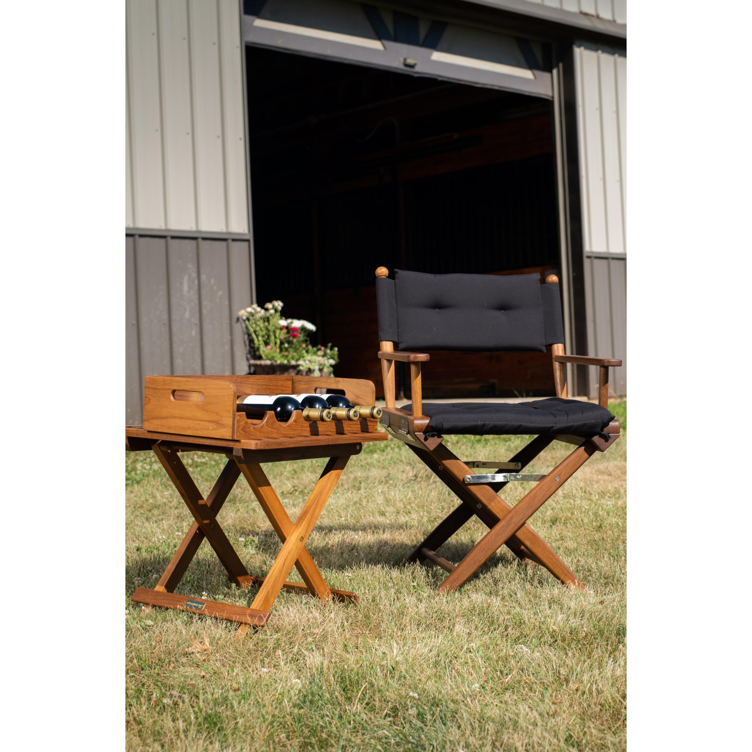 Teak Director's Chair Whitecap 61041 with Black Cushion - 18"