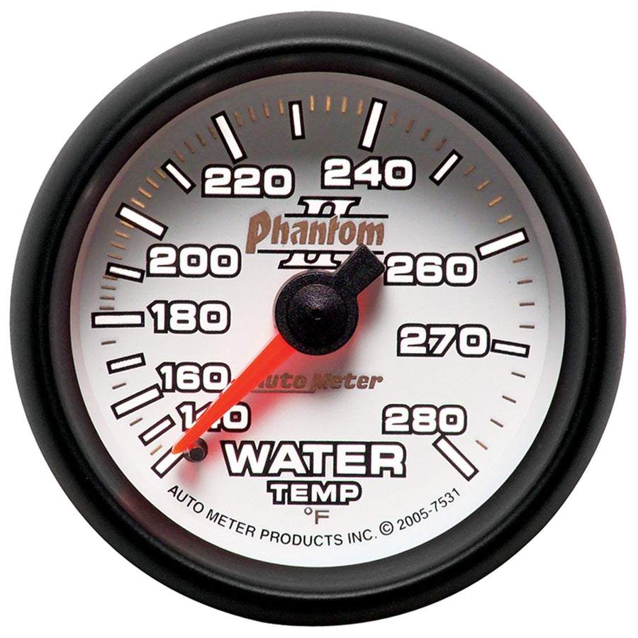 Auto Meter Phantom II 7531 2-1/16" 140-280 Degree Fahrenheit Mechanical Water Temperature Gauge