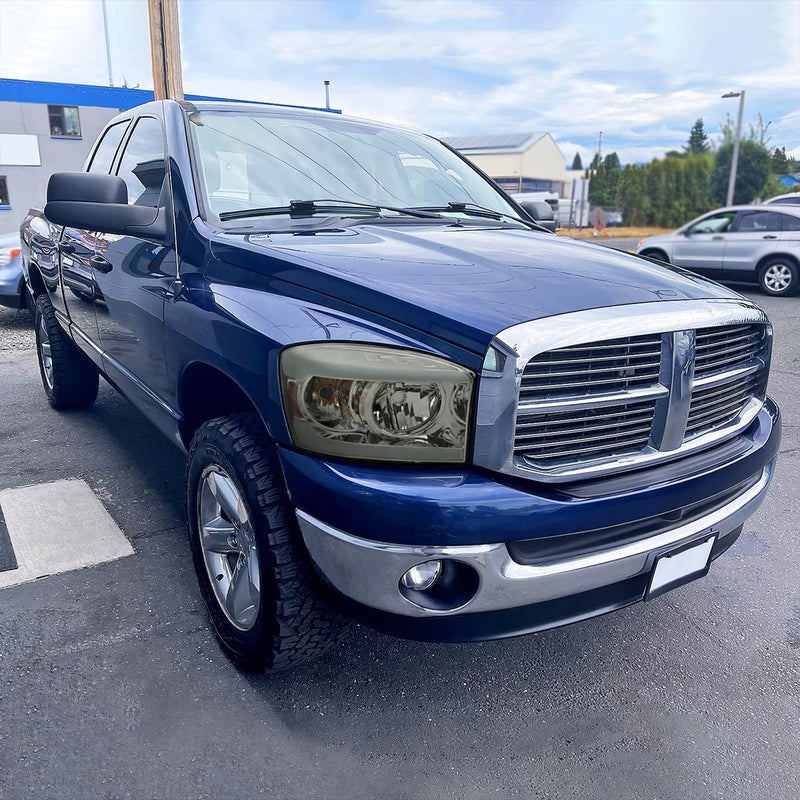Light Smoke Spec-D Tuning Headlights with Amber Reflector and LED Strip Compatible with 2006-2008 Dodge Ram 1500 2500 3500