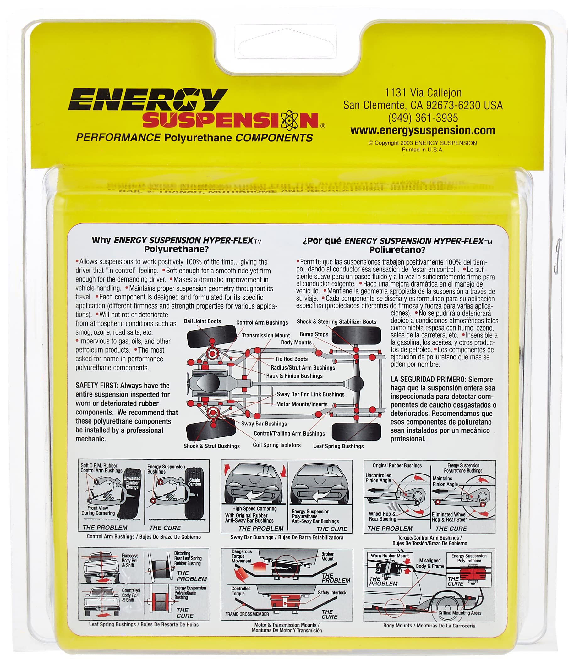 Spare Tire Bumper Set Energy Suspension 29105G