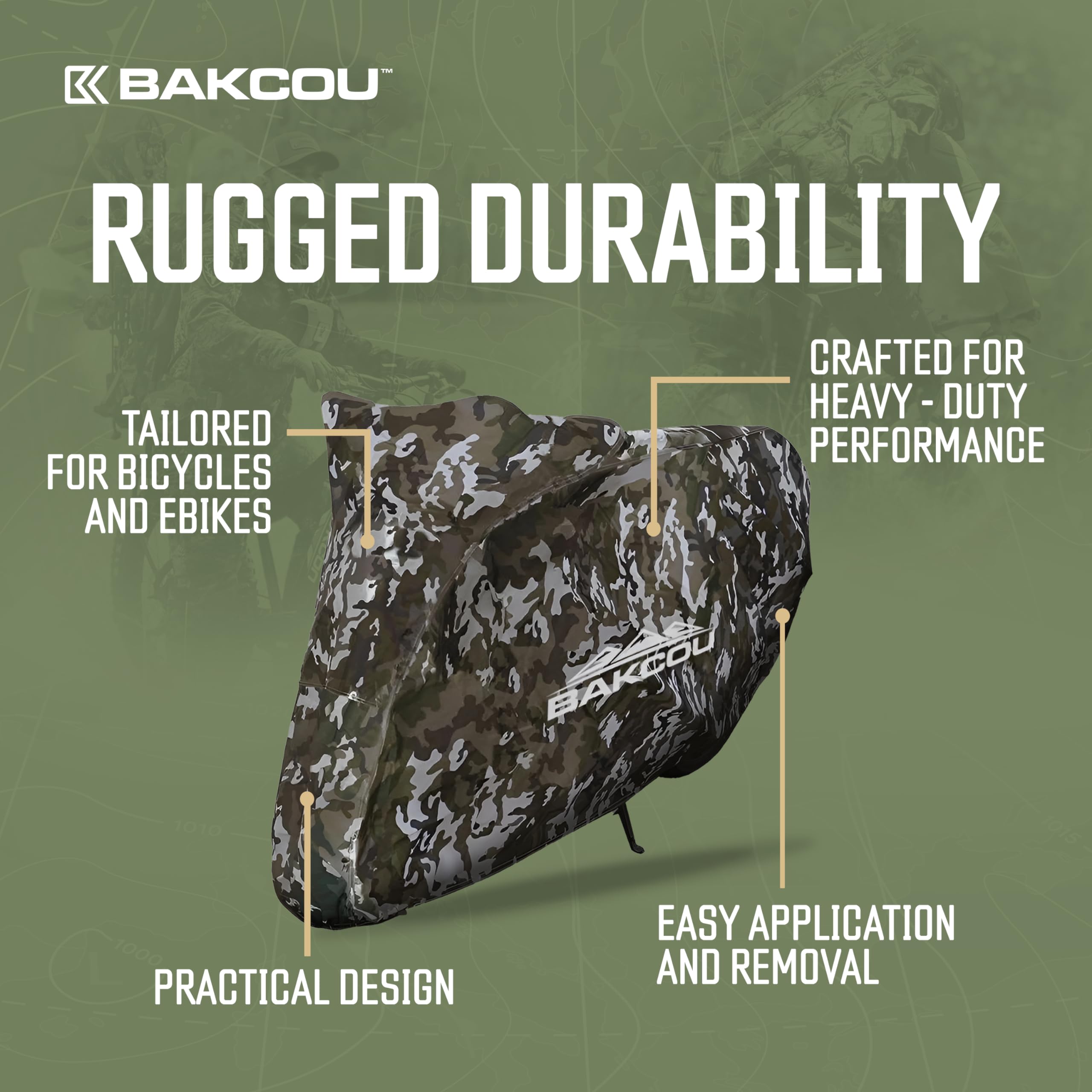 Heavy Duty Bakcou Waterproof eBike Rain Cover - Protects Against Sun, Dust, Wind, Rain, and Snow - Nylon Cover with Cinch Cords for a Snug Fit