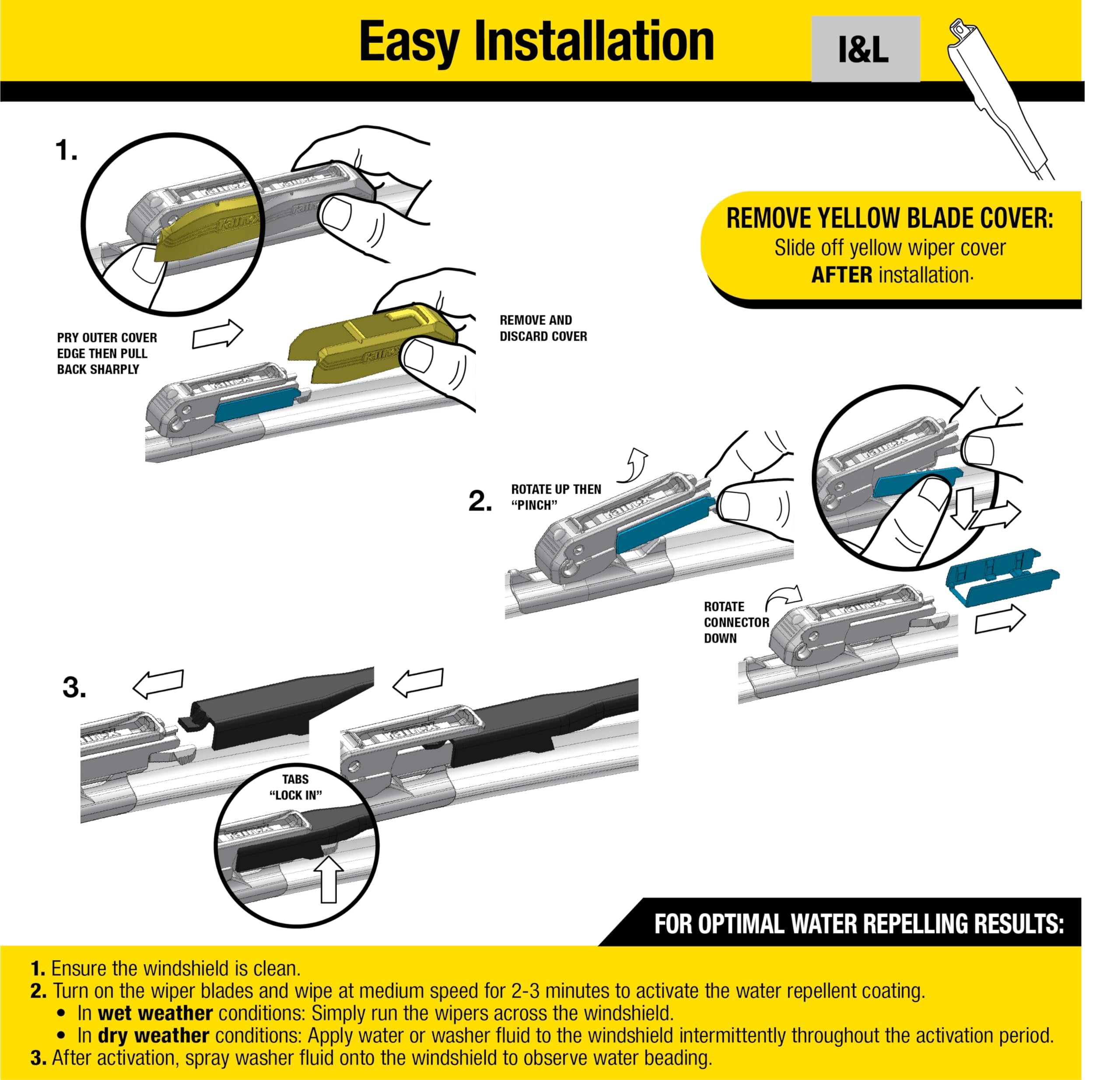 Latitude Rain-X 5079279-2 2-In-1 Water Repellent Wiper Blades, 22 Inch Windshield Wipers (Pack Of 1), Automotive Replacement Windshield Wiper Blades With Patented Rain-X Water Repellency Formula