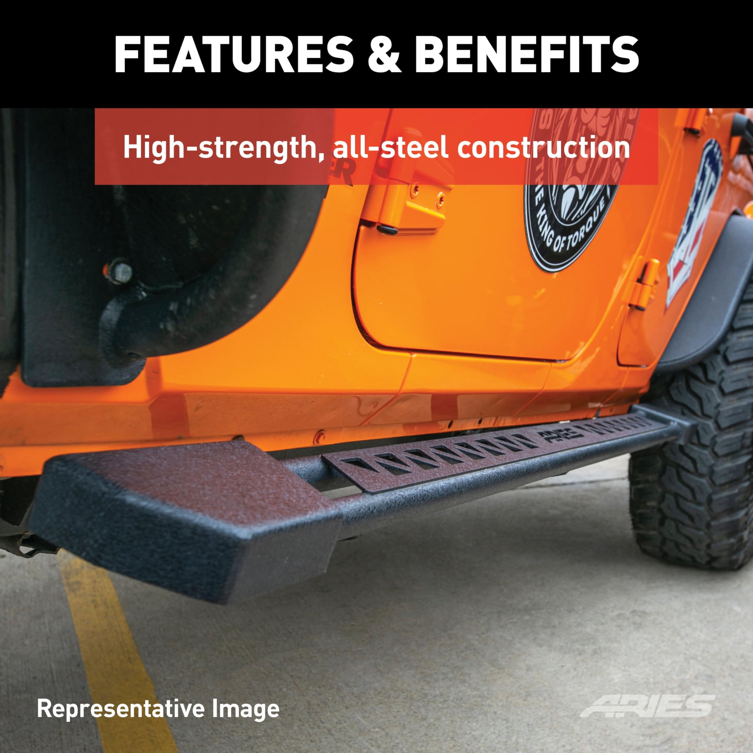 Black Steel ARIES Rocker Step Guard Running Boards, Select Jeep Grand Cherokee 2074103