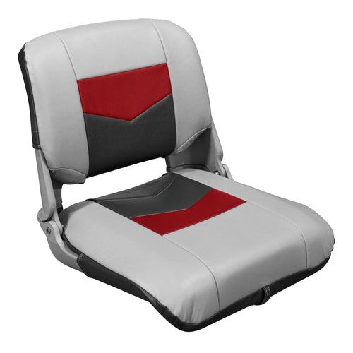 Pro Angler Wise 3309-1881 Series Fold Down Boat Seat - Marble/Regal Red/Charcoal