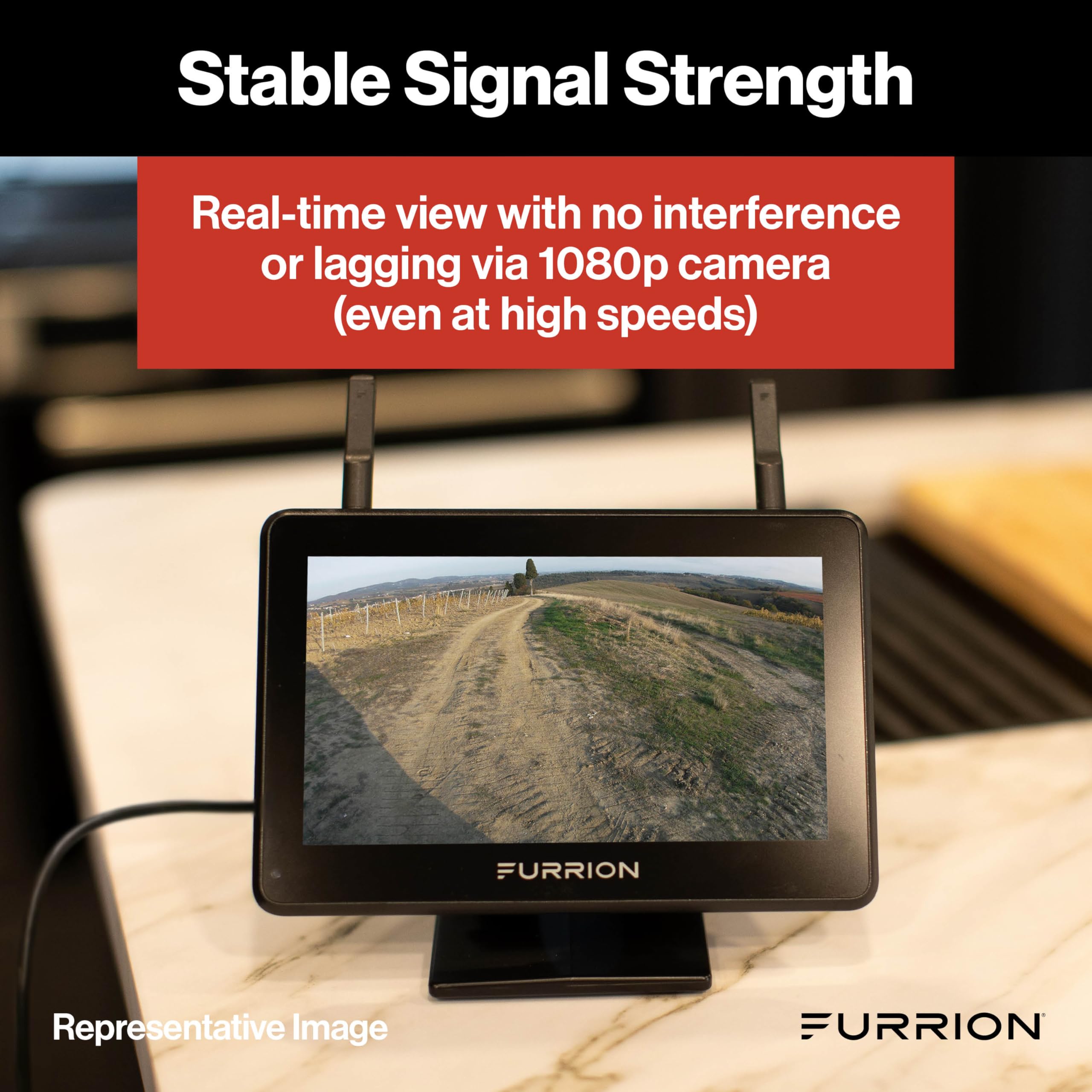 Furrion Vision S+ Observation System RV with 7" Monitor, Sharkfin, Infrared Night Vision, Live Streaming, Wide Viewing Angle - FOS7HTASF