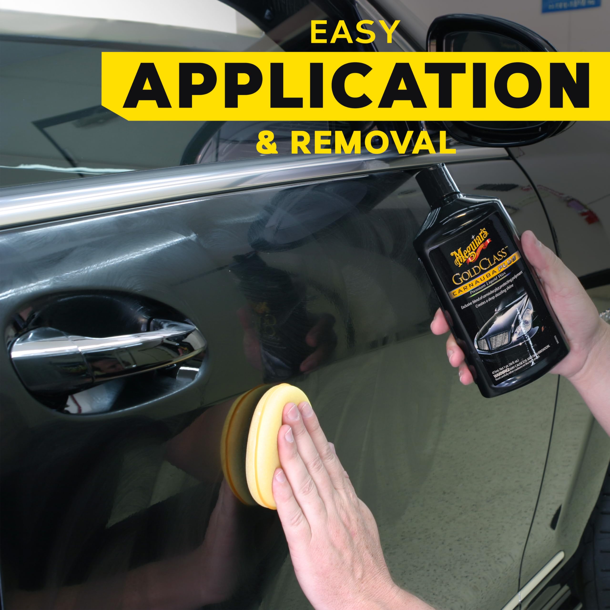 Meguiar's Premium Liquid Wax Kit, Gold Class Carnauba Plus with a Pure Carnauba Wax Blend and a Foam Applicator Pad for Keeping Glossy Paint Protected Like a Pro, 16 Oz Bottle