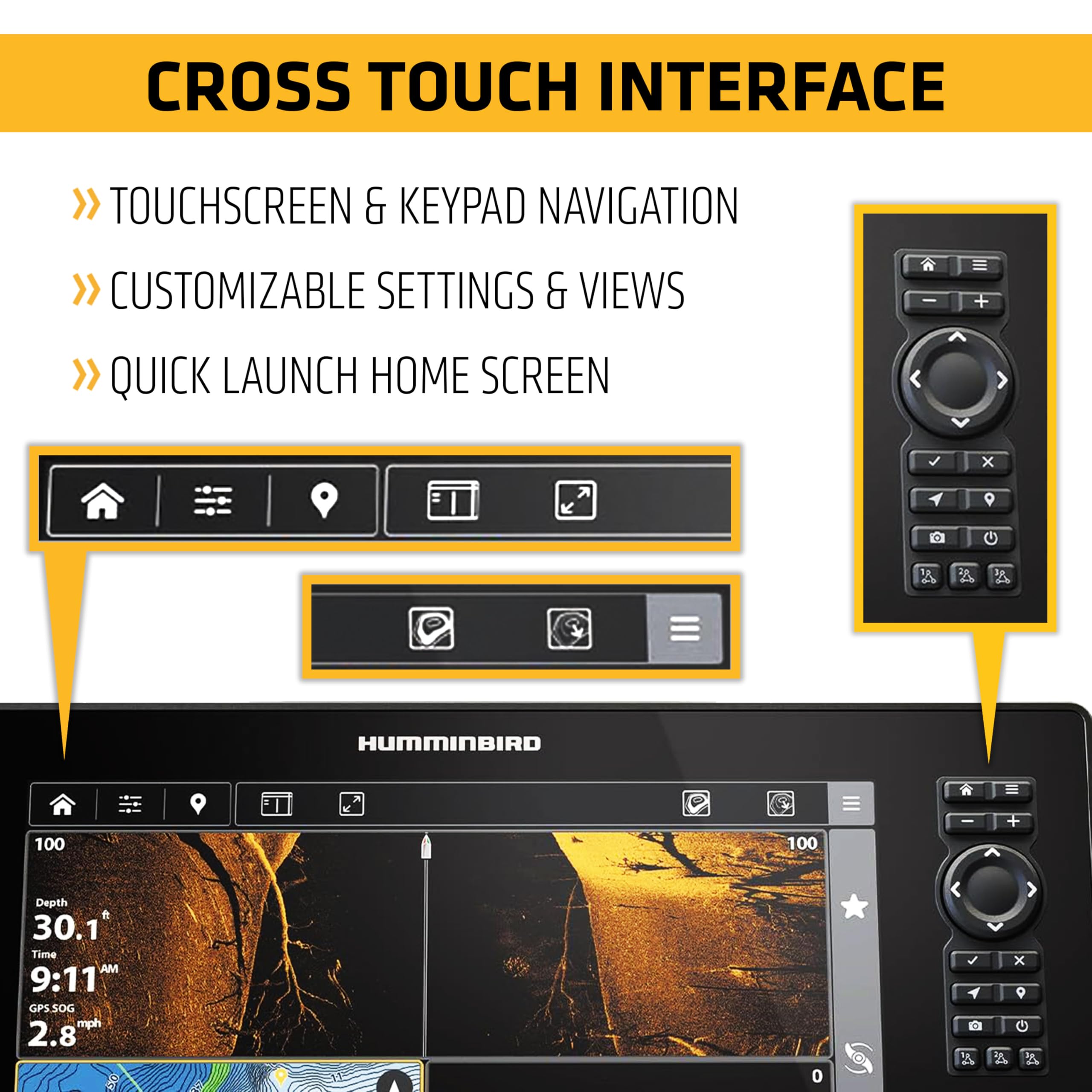 Humminbird GPS Fish Finder XPLORE 9, MEGA Side Imaging+ & HD Touchscreen (Control Head Only)