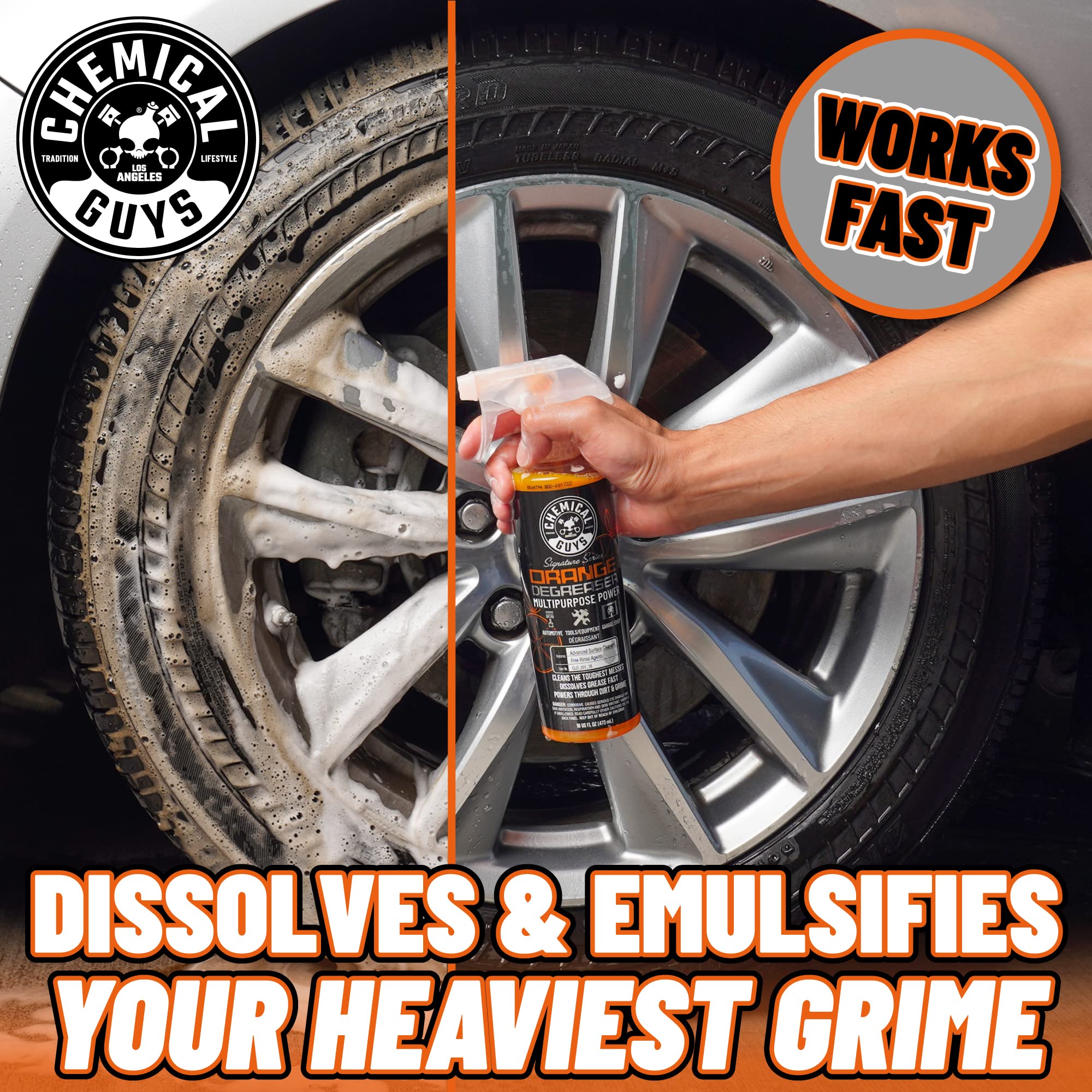 Signature Series Chemical Guys Orange Degreaser Spray - Heavy Duty All Purpose Cleaner for Engines, Tires, Undercarriages, Tools and More, Professional Strength, Breaks Down Grease, Oil & Grime,128 oz