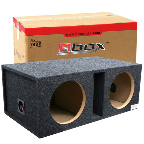 Atrend Dual Vented 10 Inch Bbox Subwoofer Enclosure - Car Subwoofer Boxes & Enclosures - Premium Subwoofer Box Improves Audio Quality, Sound & Bass - Red & Black Spring Terminals - Charcoal