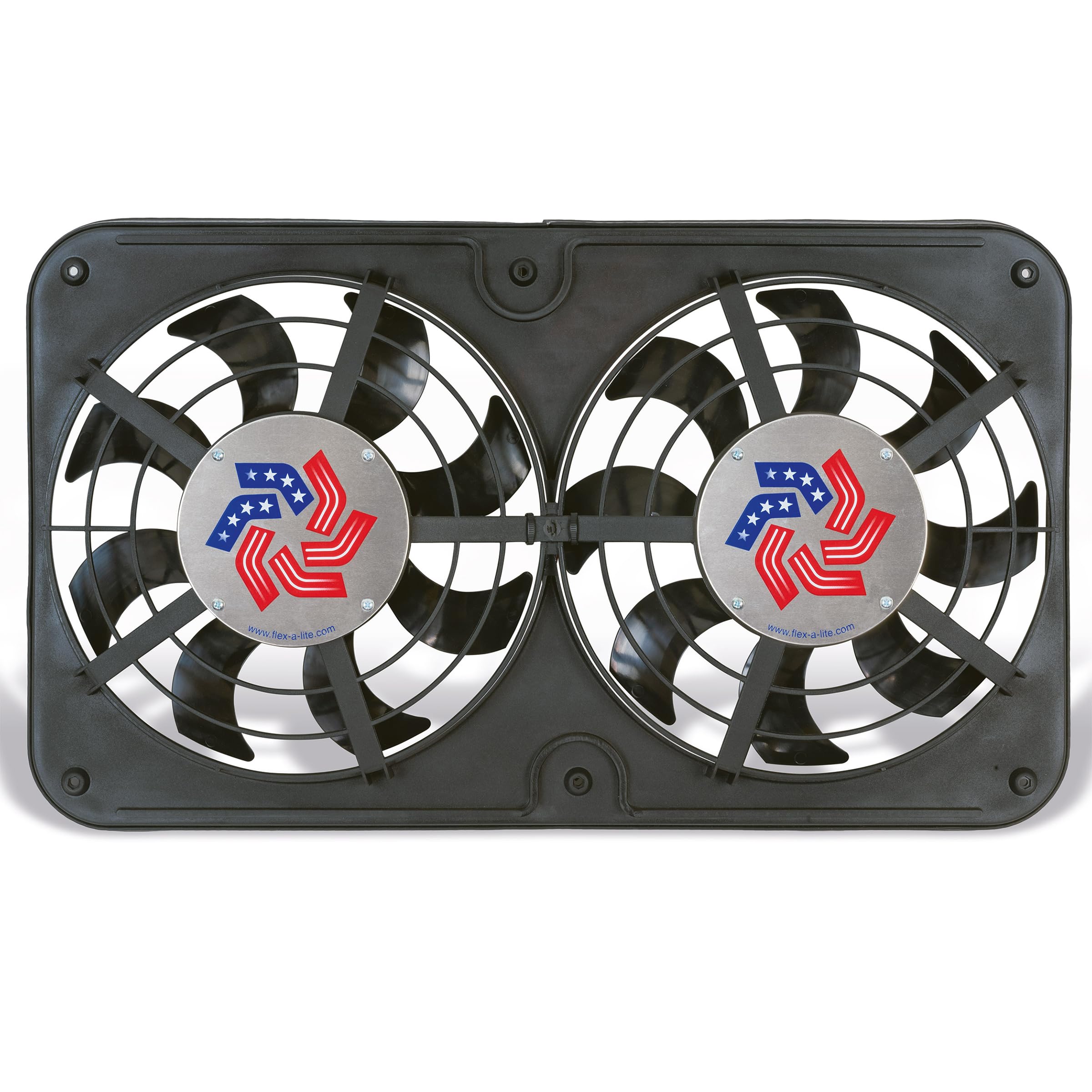 Dual S-Blade Flex-A-Lite Lo-Profile Electric Fan With Adjustable Thermostat Controller, Pusher-Puller / Reversible Fan (412), Car Accessories, 12-1/8 Inches
