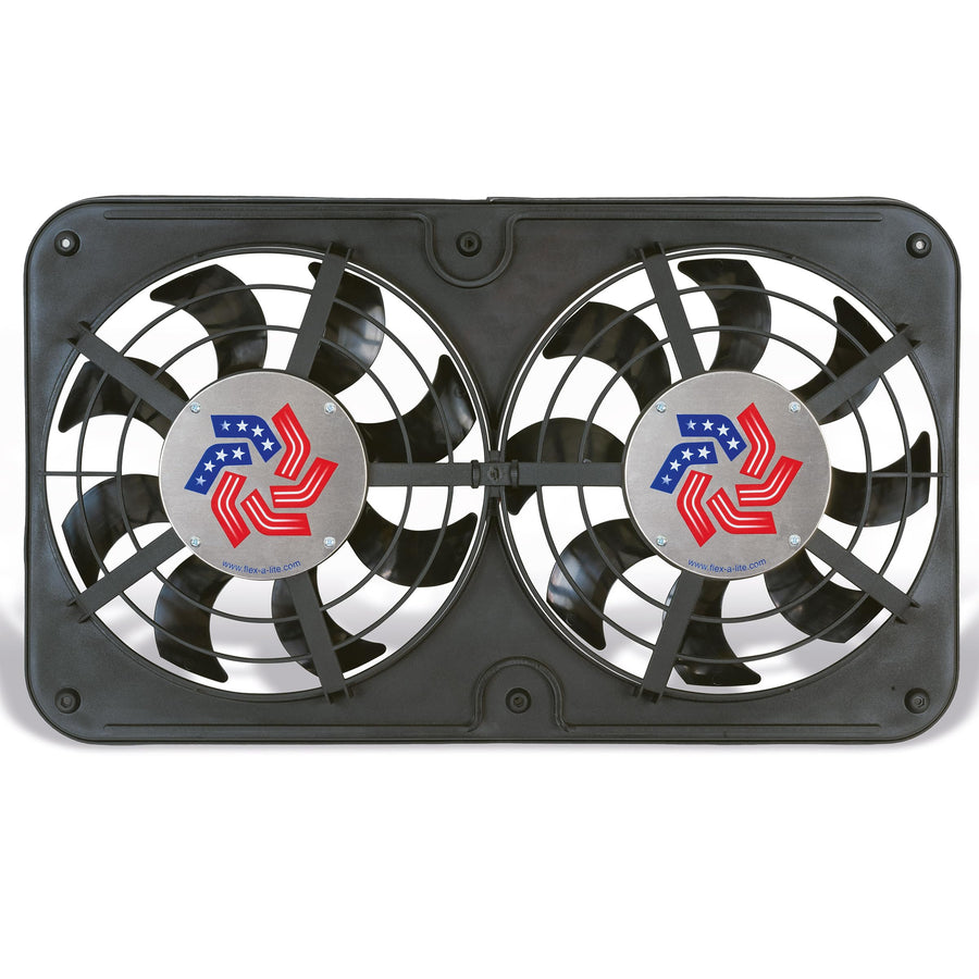 Dual S-Blade Flex-A-Lite Lo-Profile Electric Fan With Adjustable Thermostat Controller, Pusher-Puller / Reversible Fan (412), Car Accessories, 12-1/8 Inches