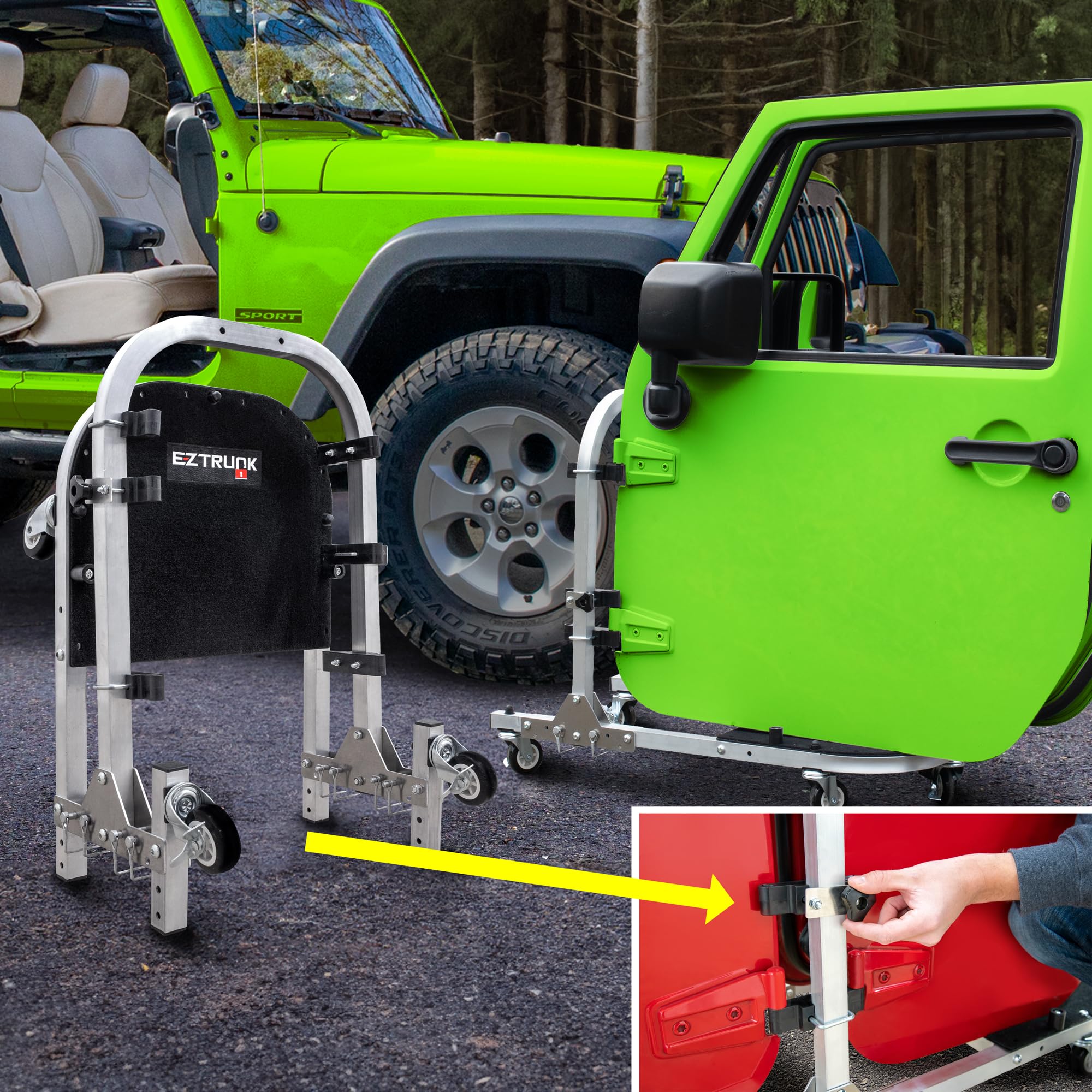 4x4 EZ Rolling Storage Cart 2-Door Rack Foldable fits TJ JK JL Patented