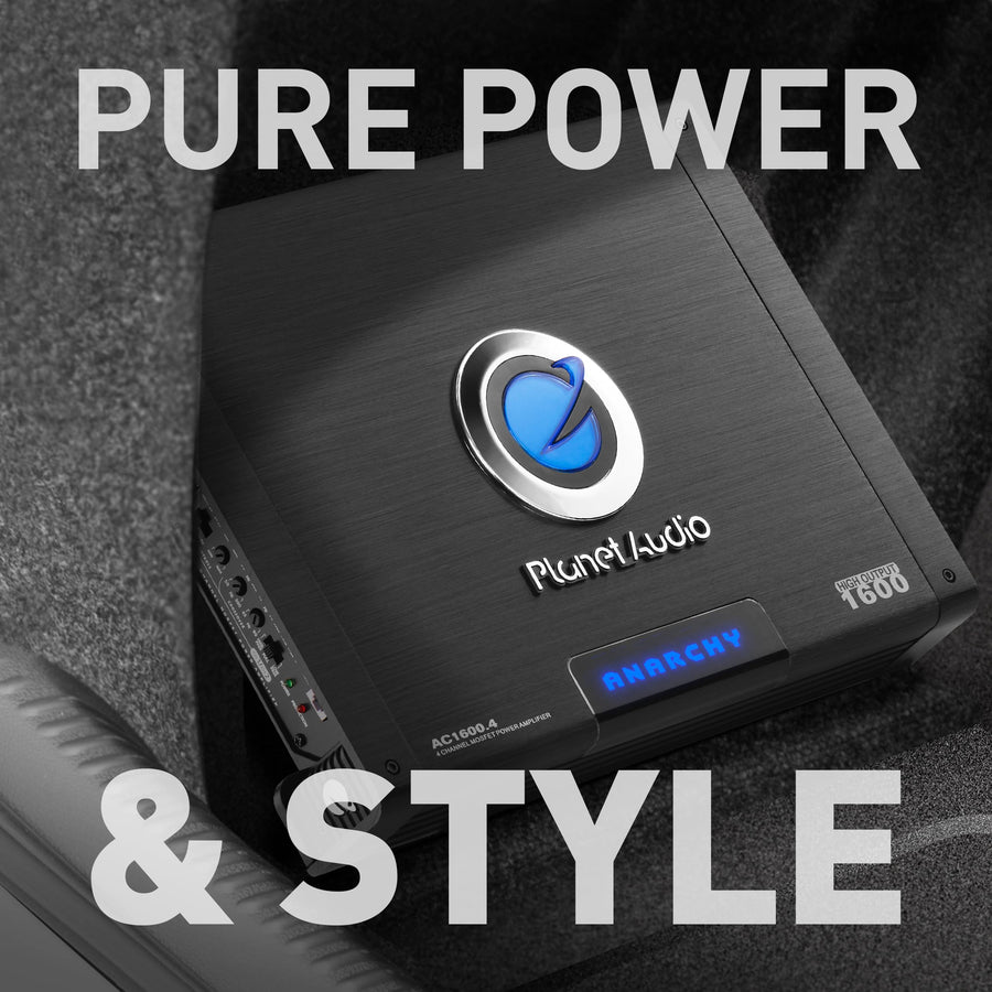 Planet Audio Anarchy Series AC1600.4 4 Channel Class A/B Car Amplifier - 1600 High Output, High/Low Pass Crossover, Hook up to Subwoofer for Bass