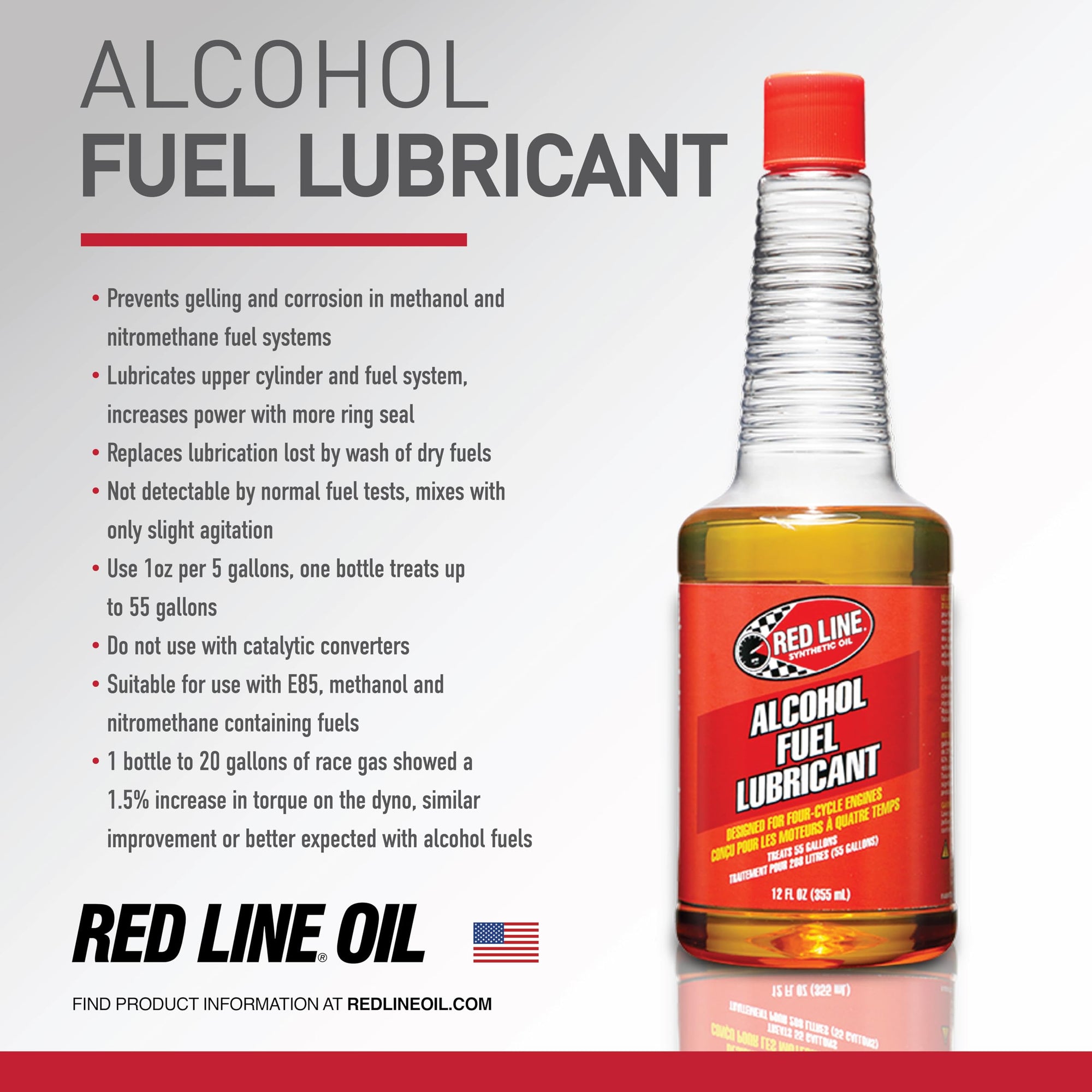 Four Cycle Red Line Alcohol Fuel Lubricant - 12 Ounce