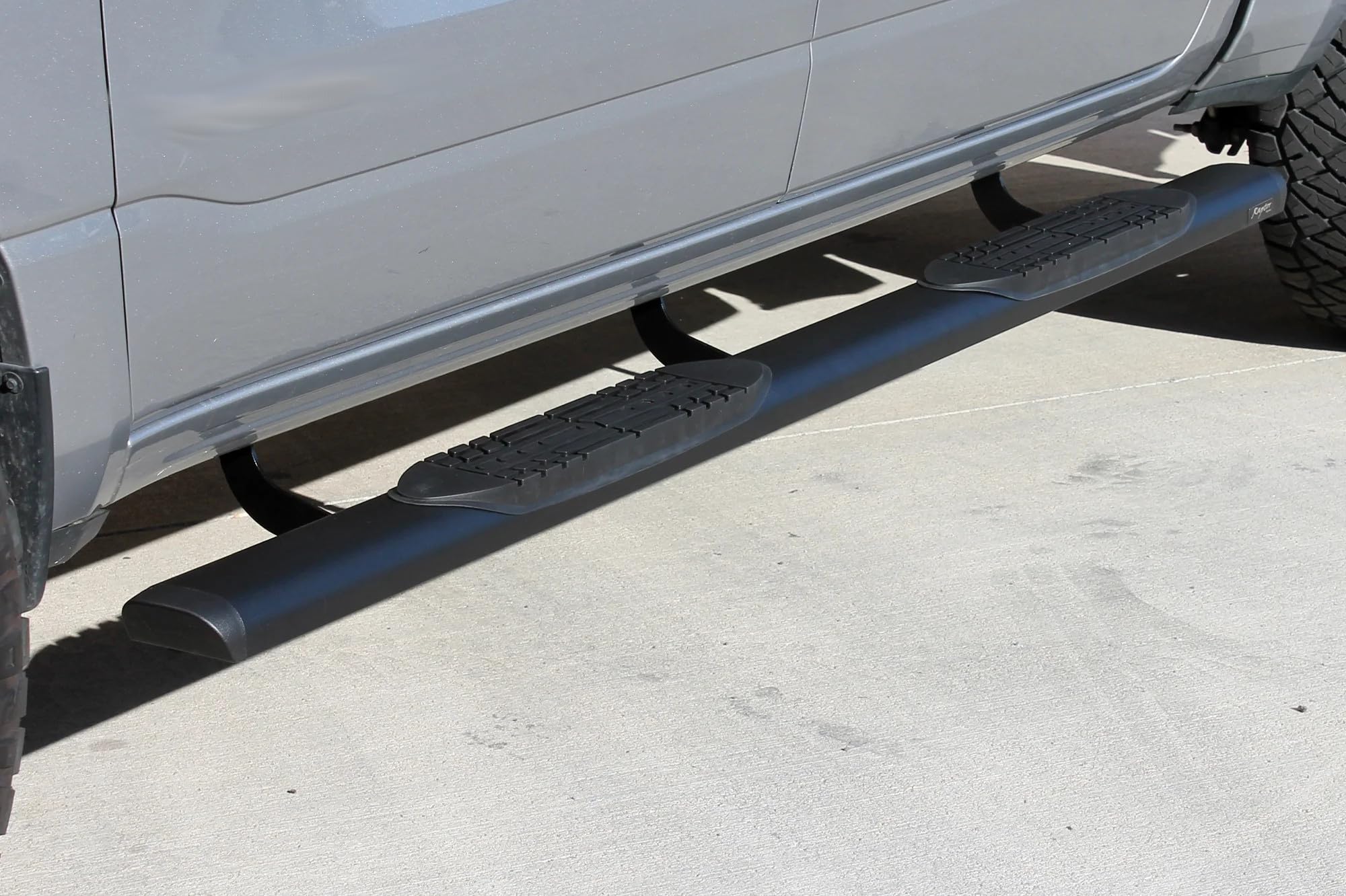 Raptor Series 5in Oval Style Running Boards Steps Black Aluminum Compatible with New Body 19-26 1500 Crew Cab