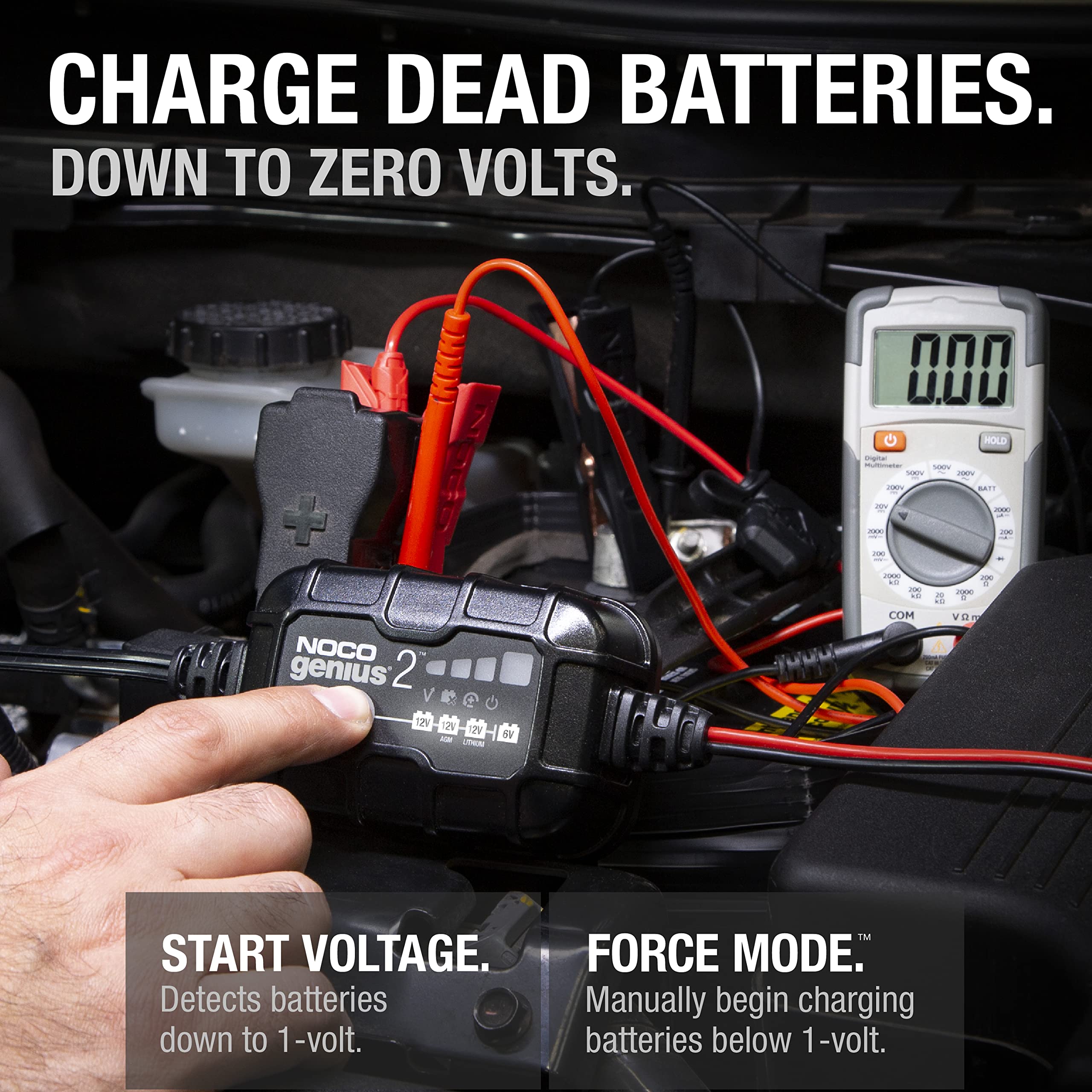 GENIUS2 NOCO: 2A 6V/12V Smart Battery Charger – Automatic Maintainer, Trickle Charger & Desulfator with Overcharge Protection & Temperature Compensation – for Lead-Acid & Lithium Batteries