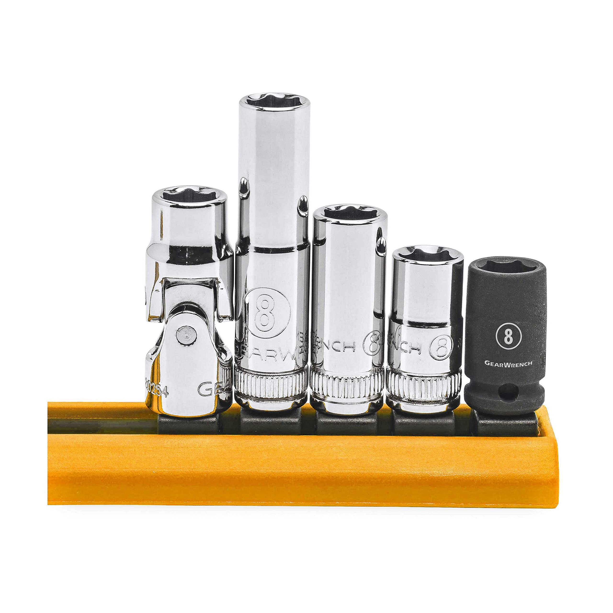 5 Pc. GEARWRENCH 1/4" Drive 6 Pt. Socket Set, 8mm - 80102 , Black
