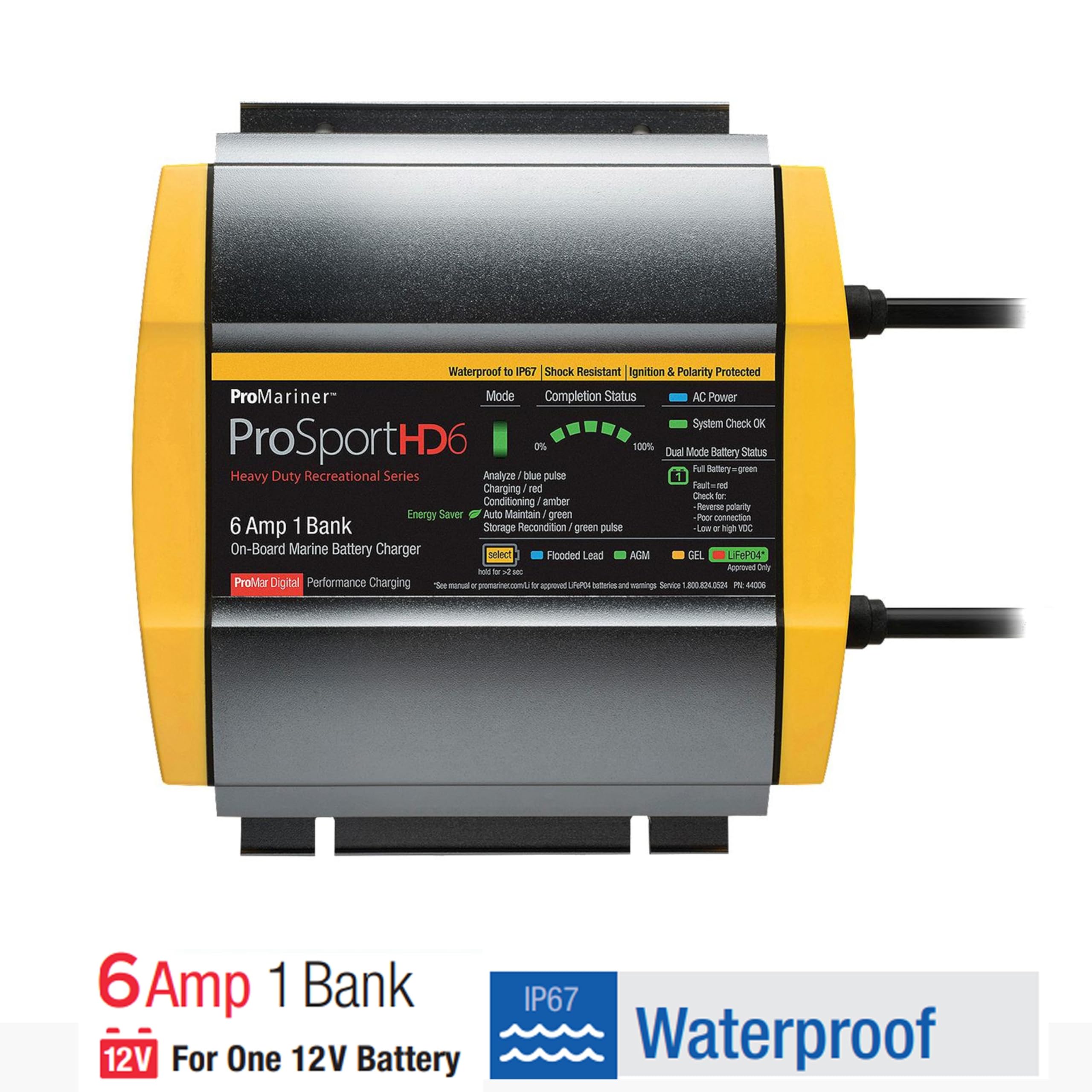 ProSport HD 44006 ProMariner Waterproof Marine Battery Charger, 6 Amp, 1 Bank