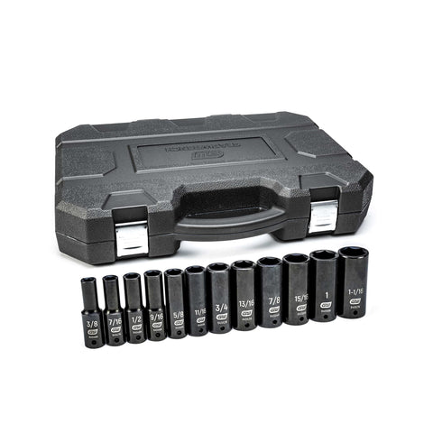 12 Pc. GEARWRENCH 1/2" Drive 6 Pt. Deep Impact Socket Set, SAE - 84942N