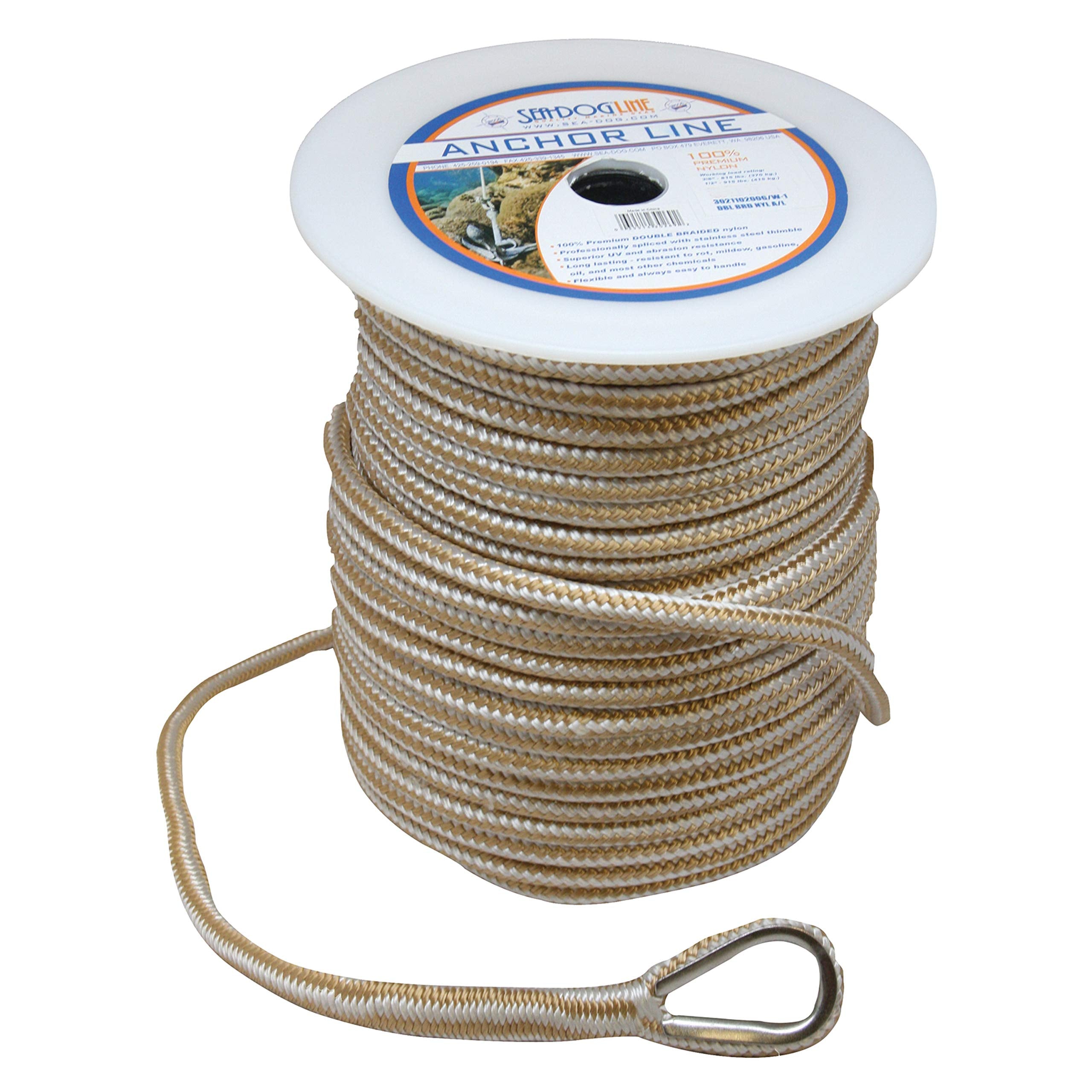 Double Braided Nylon Sea-Dog Anchor Line, 3/8" x 100'