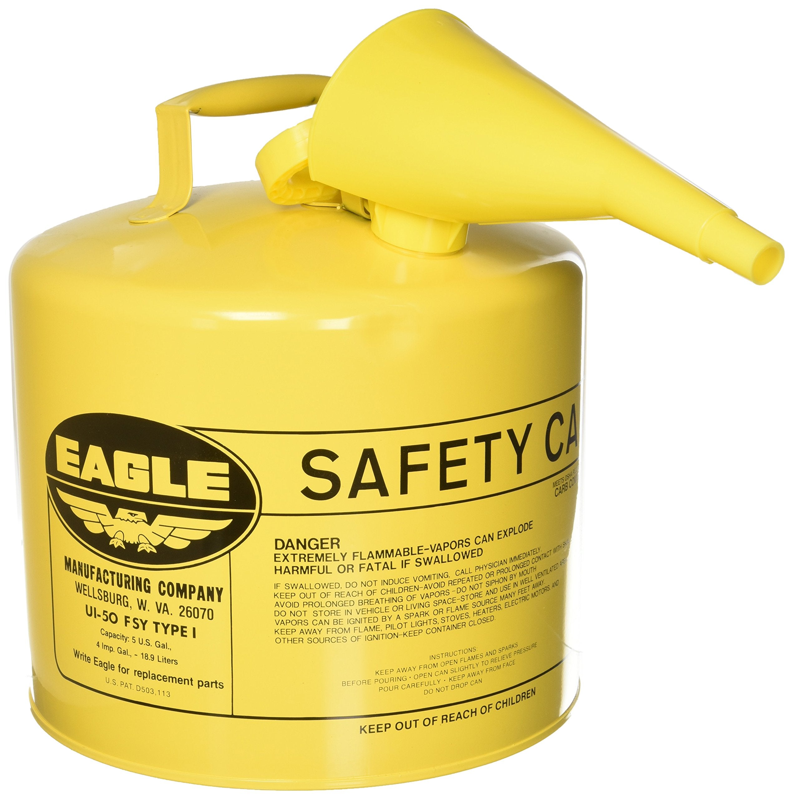 5 Gal Type I Safety Can, Yellow